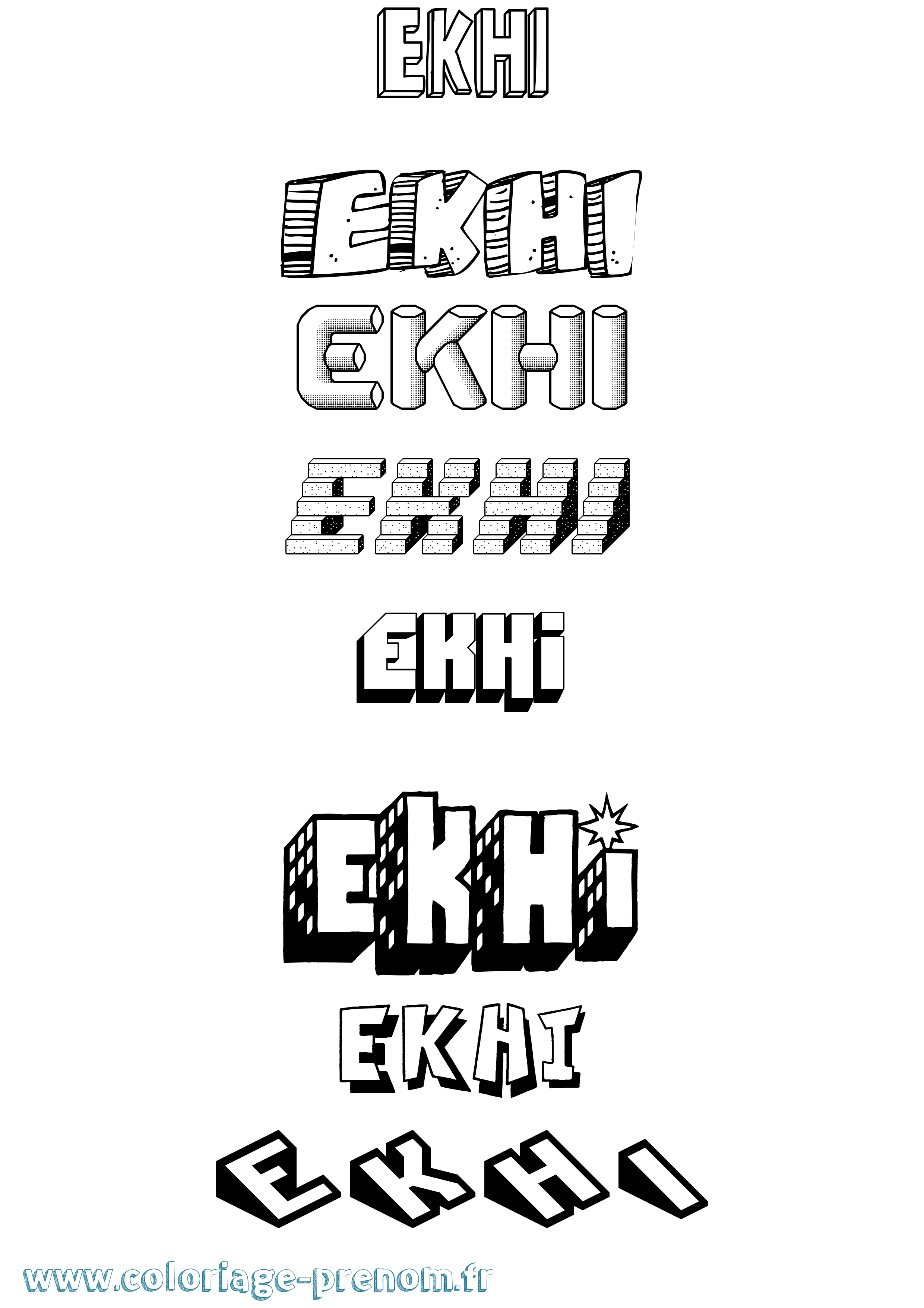 Coloriage Ekhi Effet 3D Coloriage prénom Ekhi Effet 3D