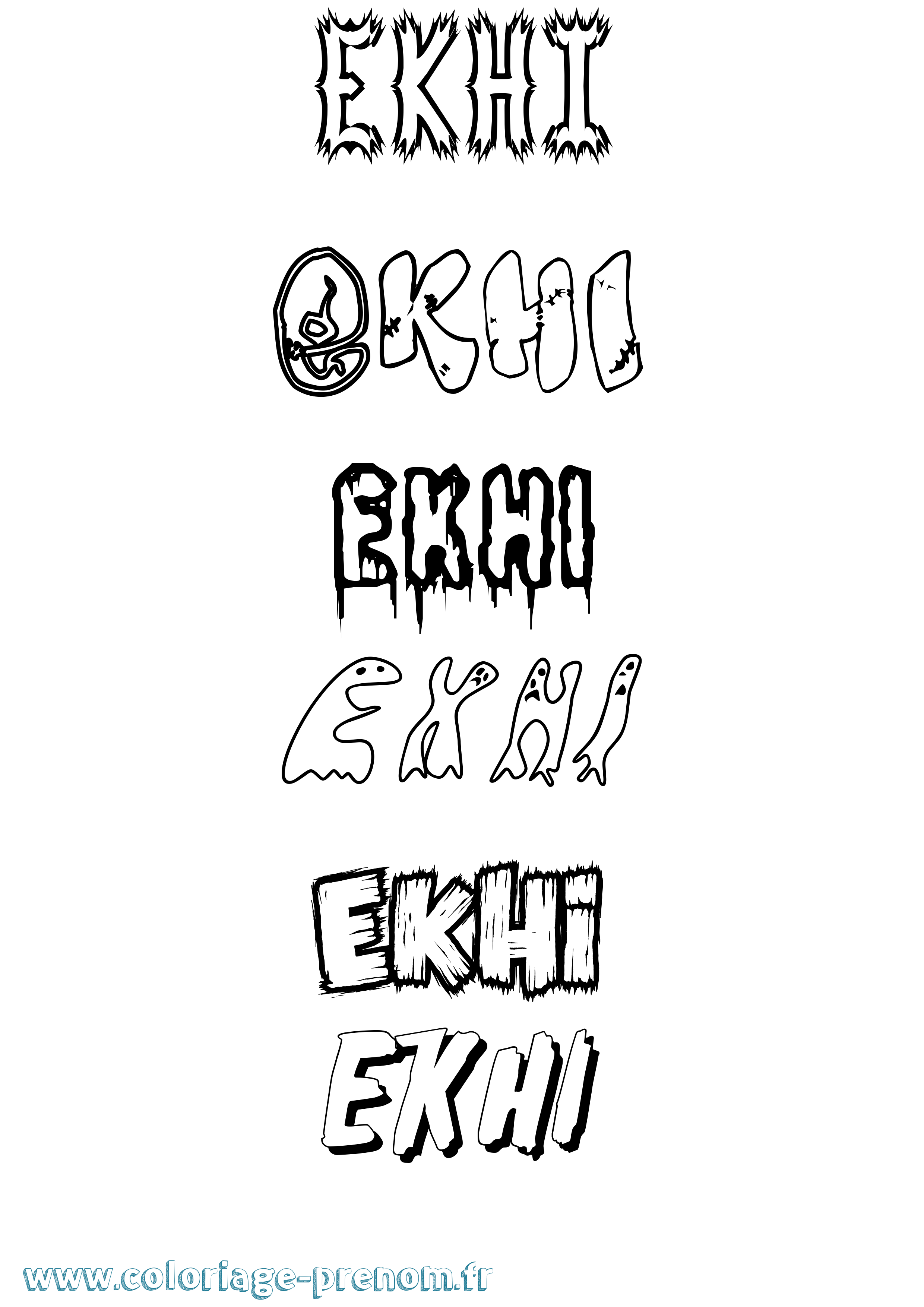 Coloriage Ekhi Frisson Coloriage prénom Ekhi Frisson
