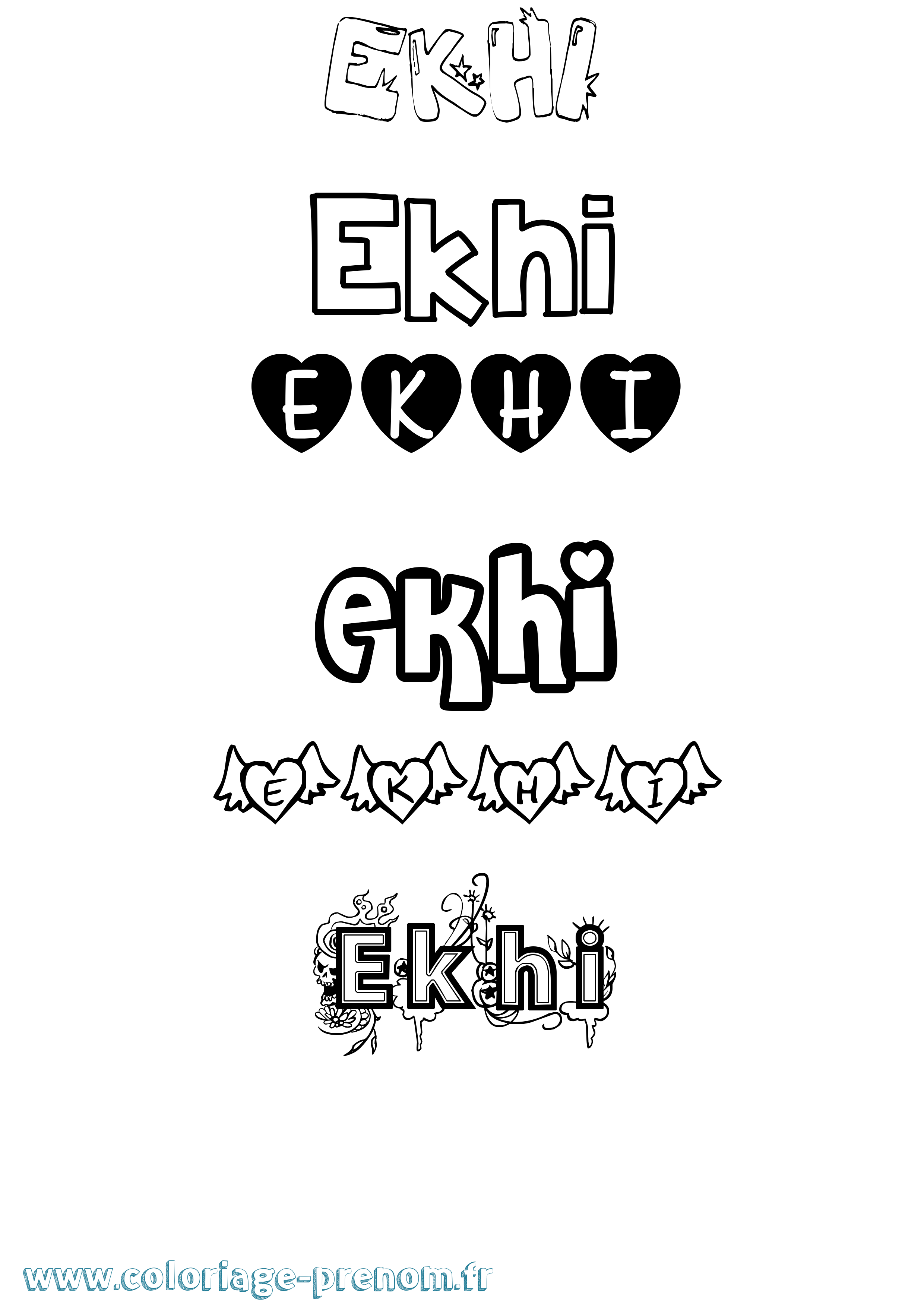 Coloriage Ekhi Girly Coloriage prénom Ekhi Girly