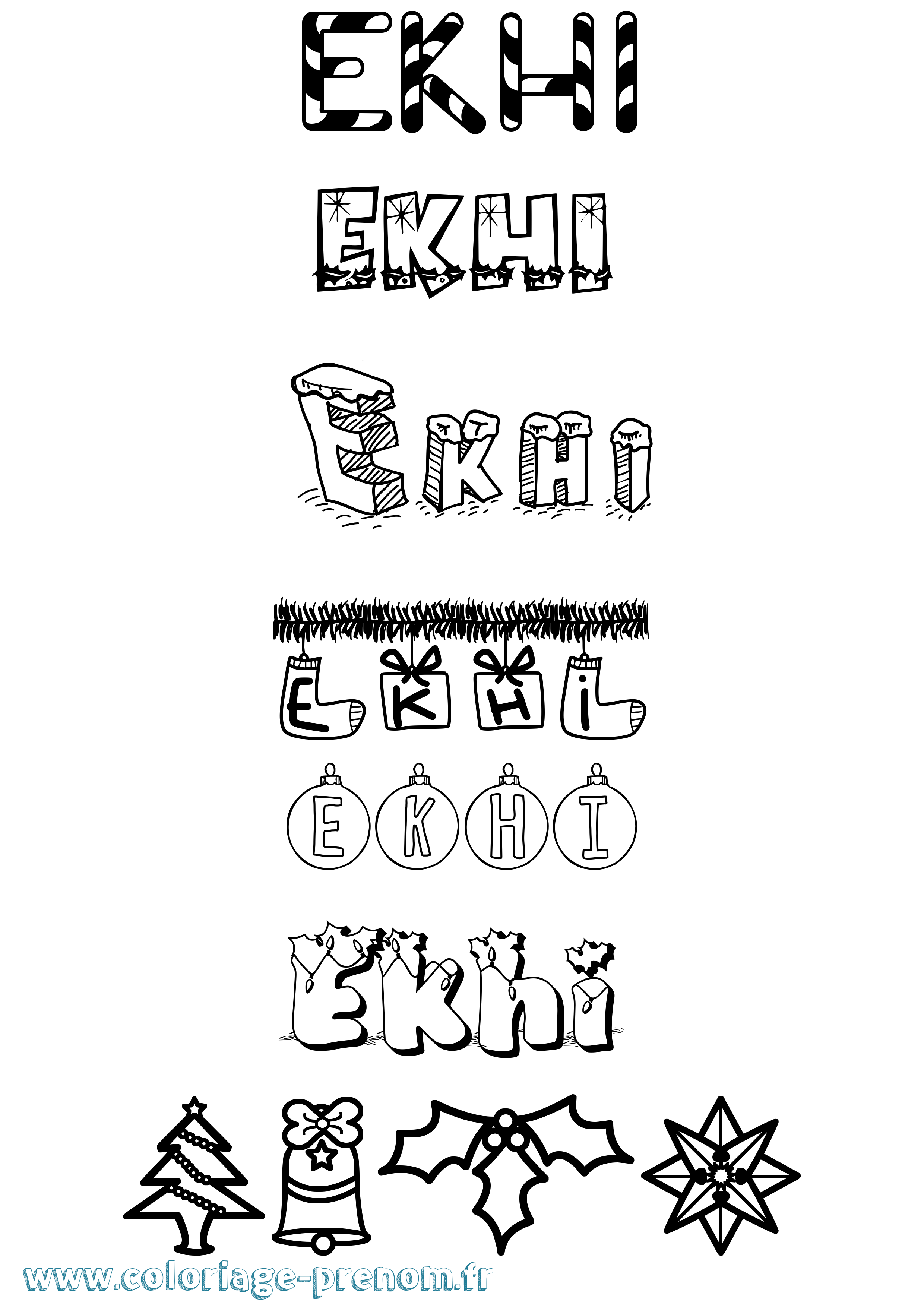 Coloriage Ekhi Noël Coloriage prénom Ekhi Noël