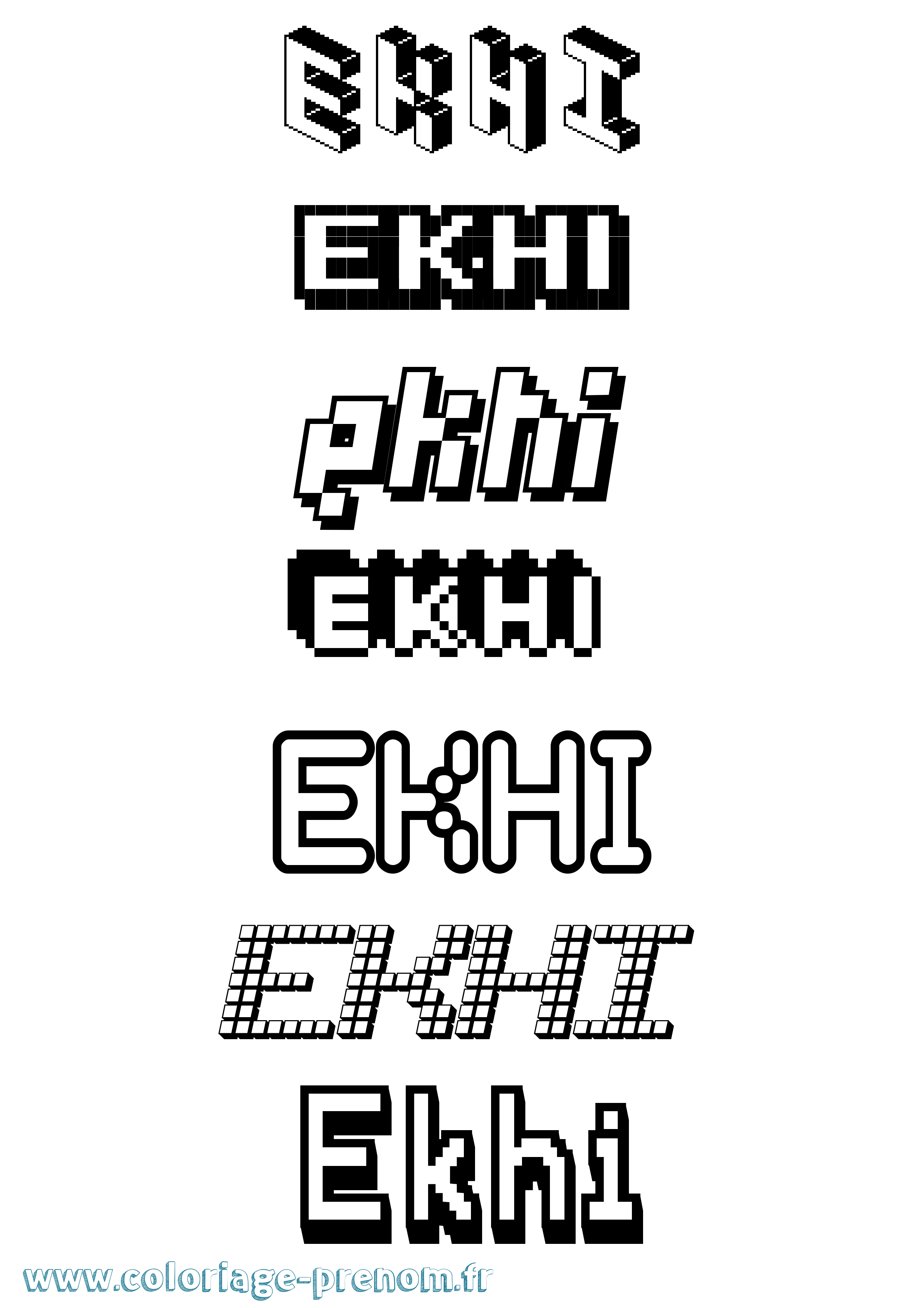 Coloriage Ekhi Pixel Coloriage prénom Ekhi Pixel