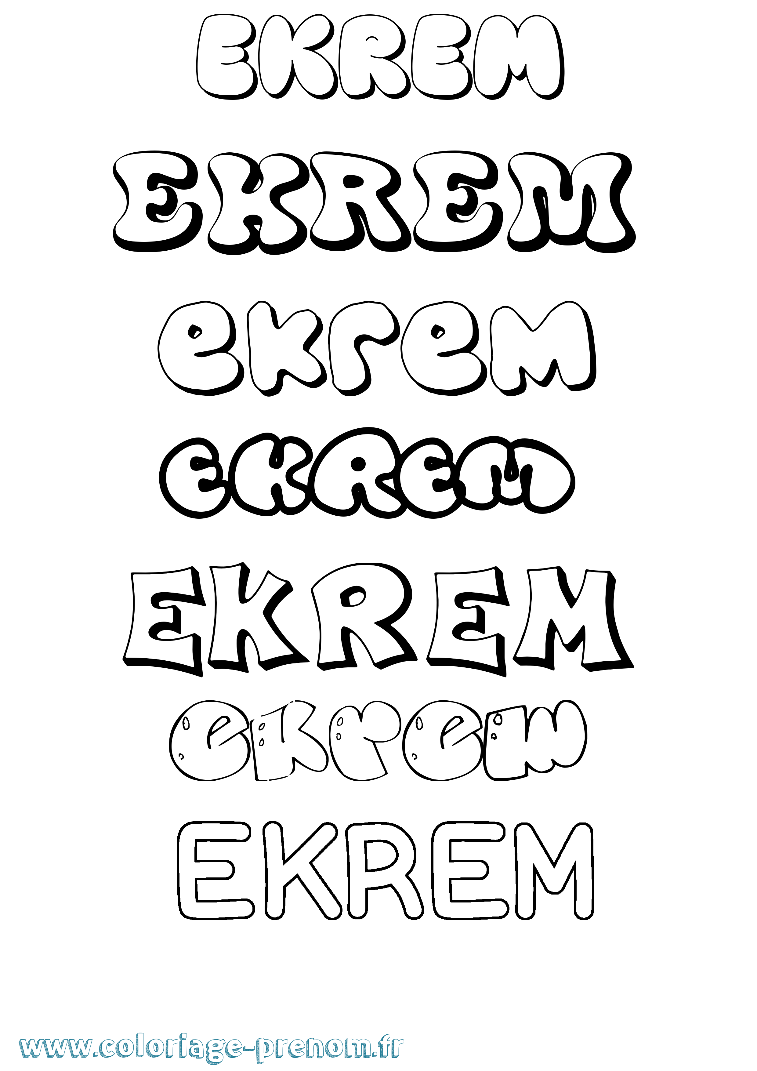 Coloriage Ekrem Bubble Coloriage prénom Ekrem Bubble
