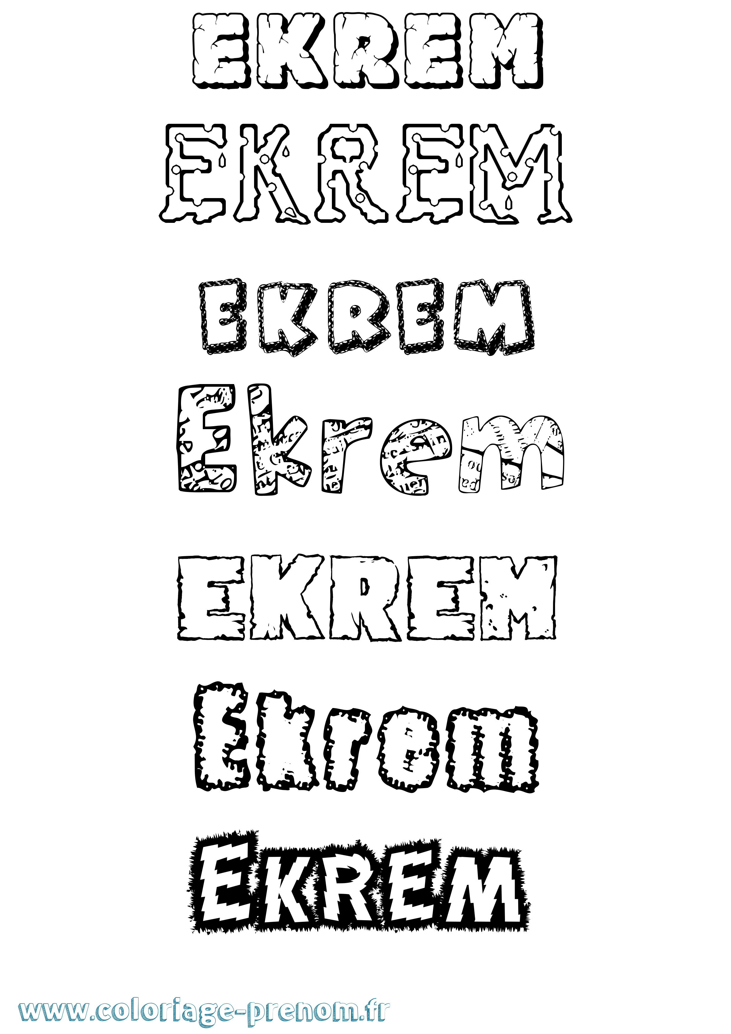 Coloriage Ekrem Destructuré Coloriage prénom Ekrem Destructuré