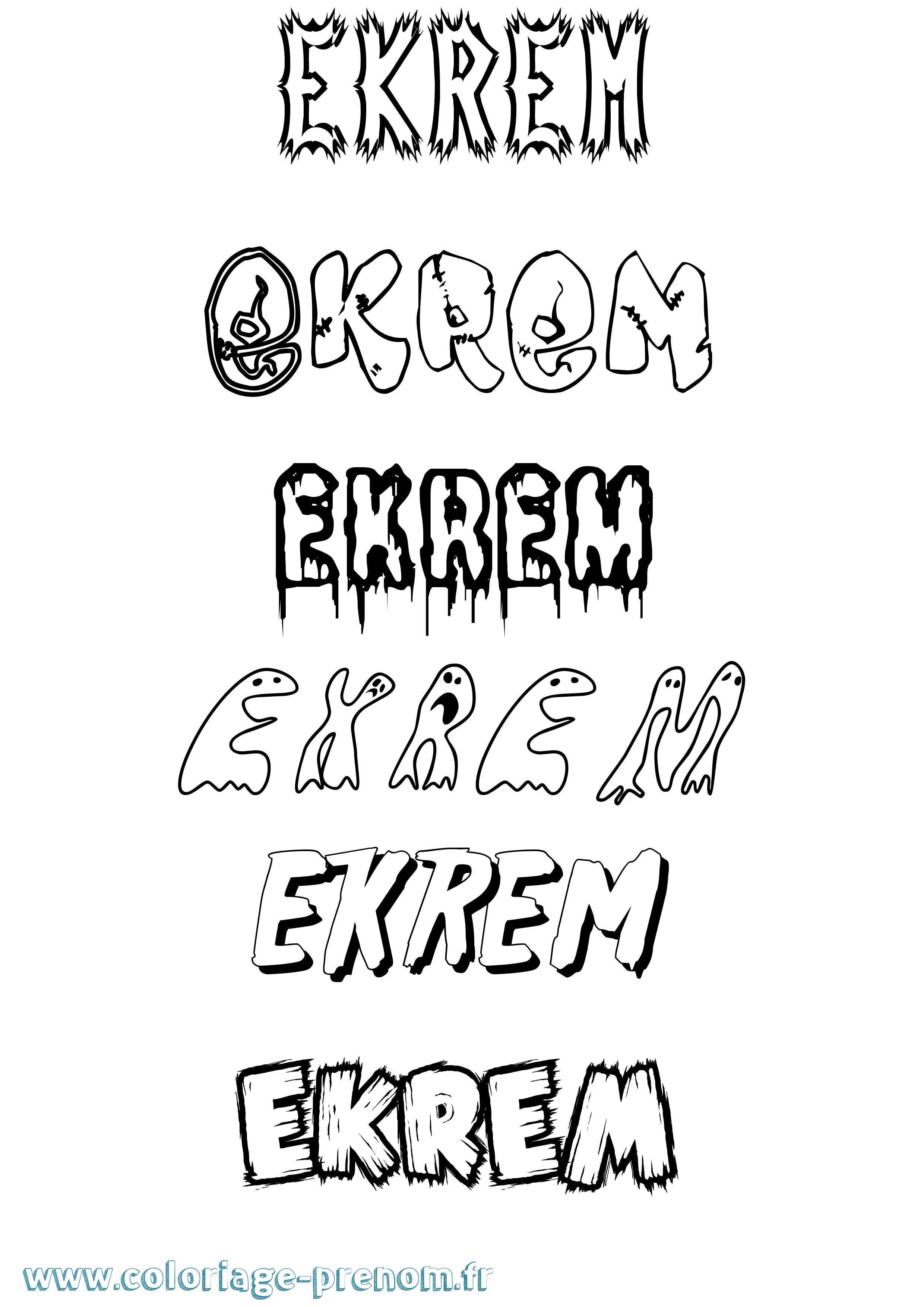 Coloriage Ekrem Frisson Coloriage prénom Ekrem Frisson