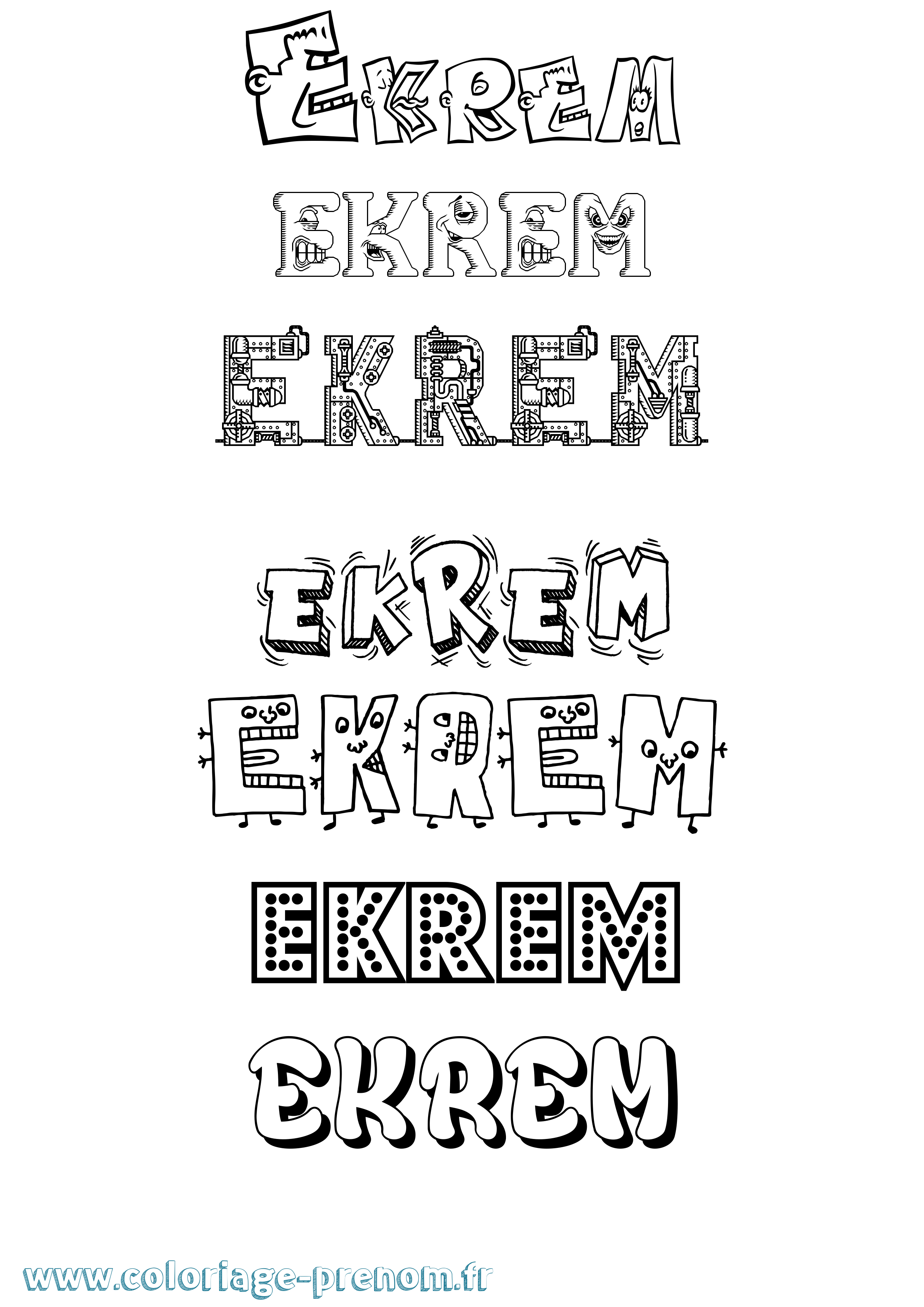 Coloriage prénom Ekrem Fun