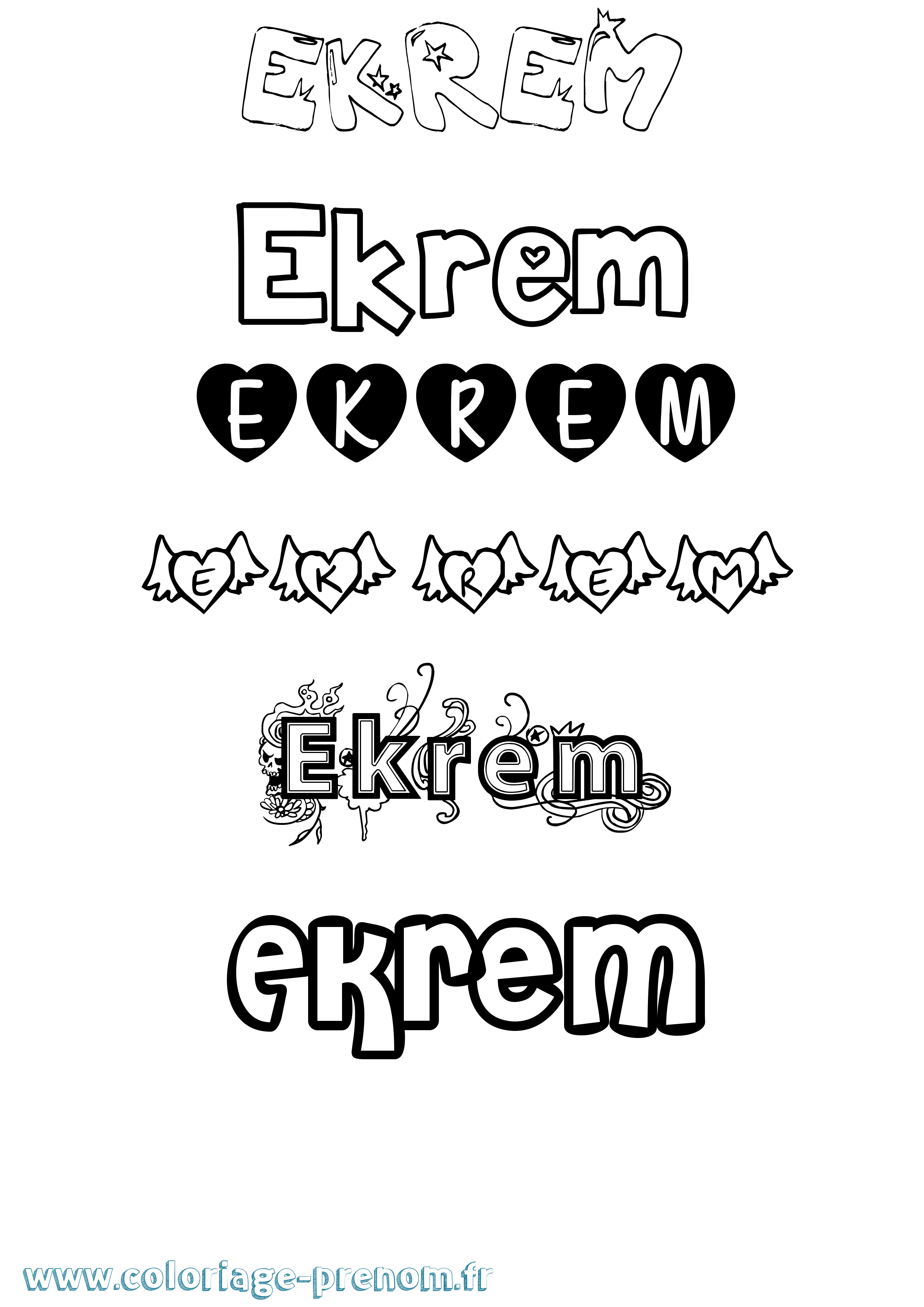 Coloriage Ekrem Girly Coloriage prénom Ekrem Girly
