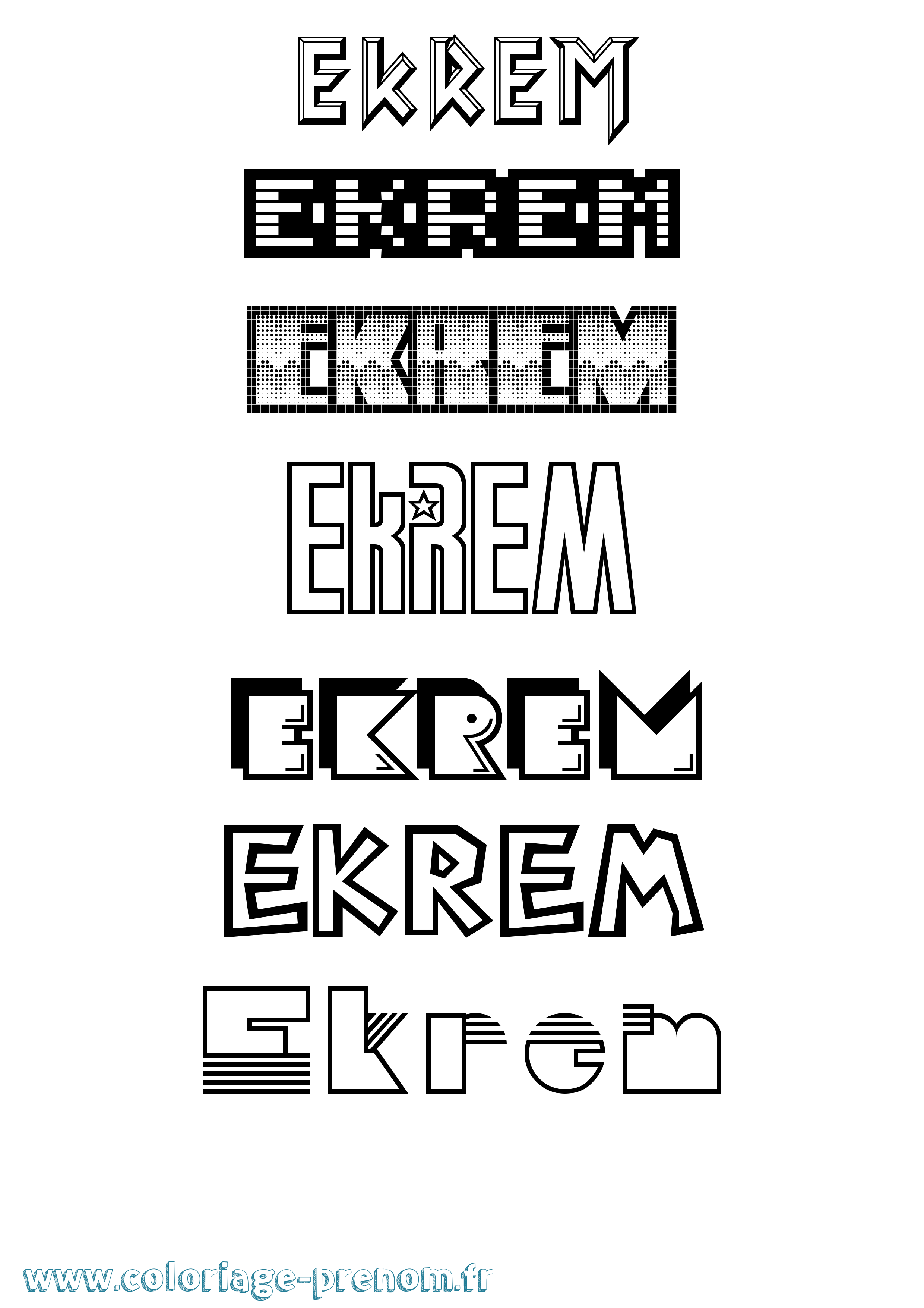 Coloriage Ekrem Jeux Vidéos Coloriage prénom Ekrem Jeux Vidéos