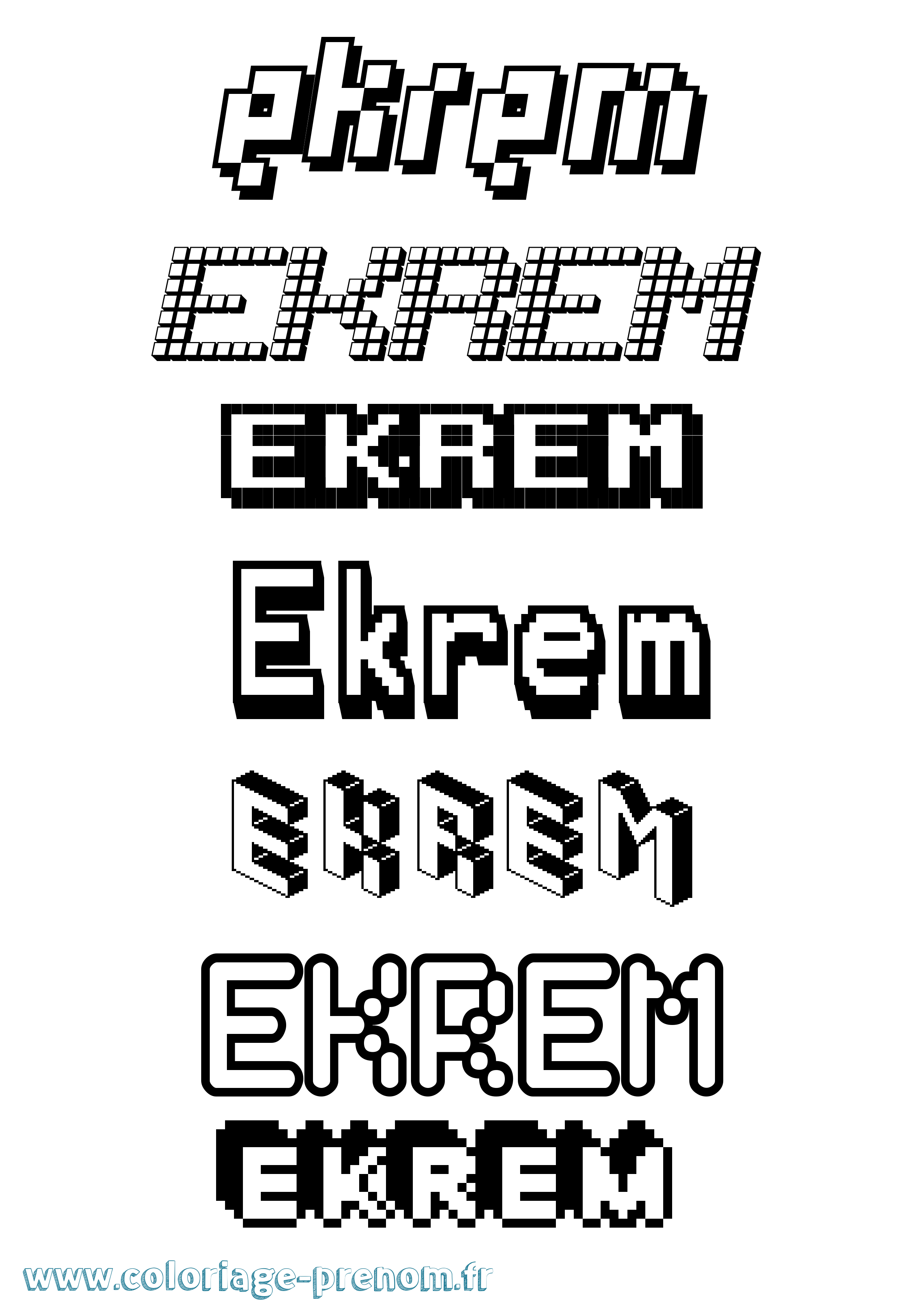 Coloriage prénom Ekrem Pixel