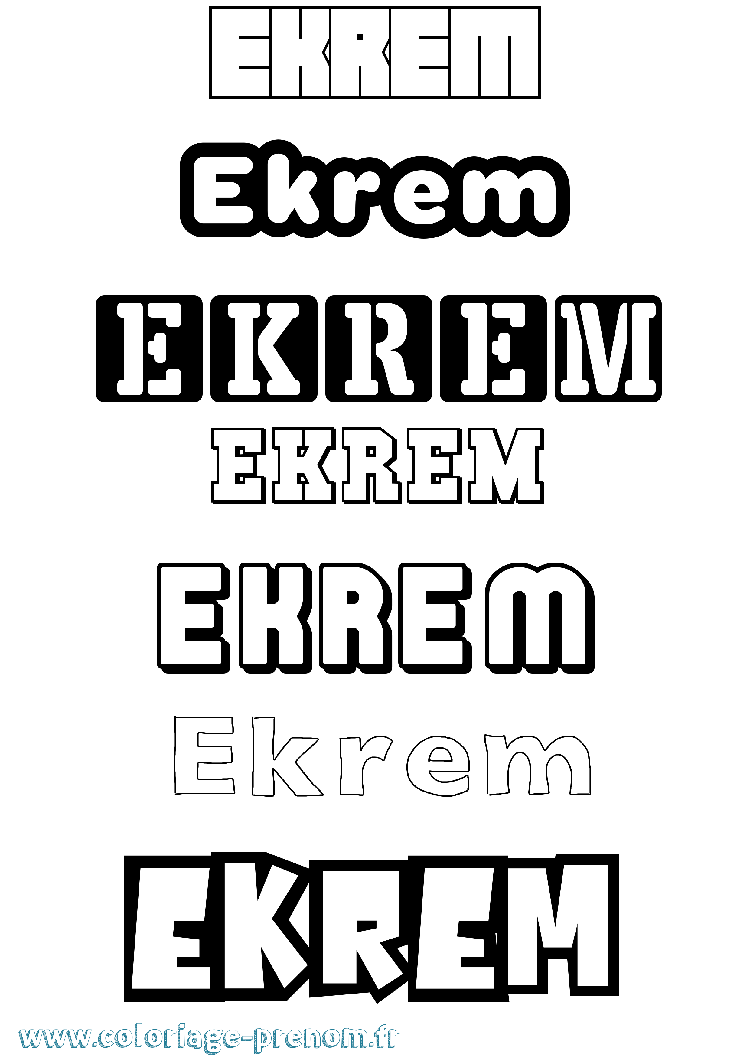 Coloriage prénom Ekrem Simple