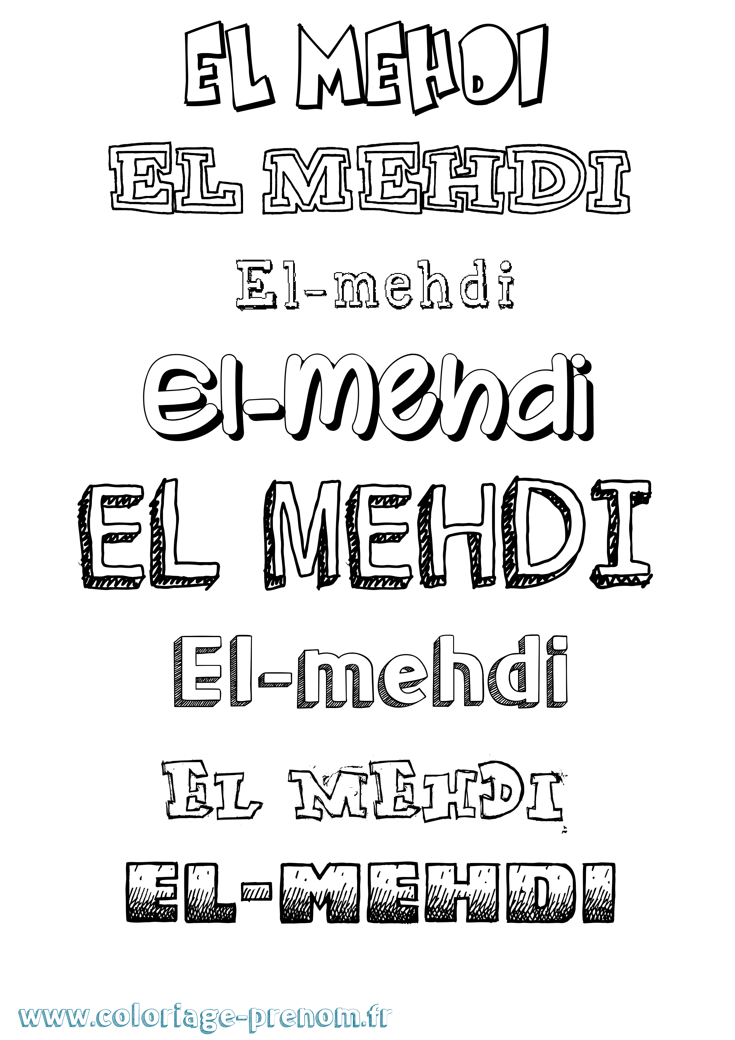 Coloriage prénom El-Mehdi Dessiné