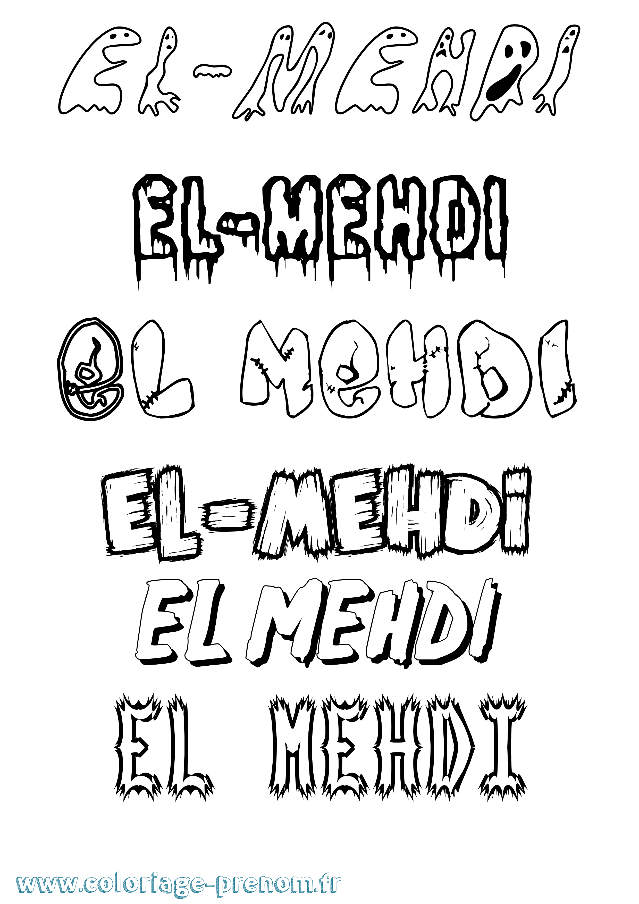 Coloriage prénom El-Mehdi Frisson