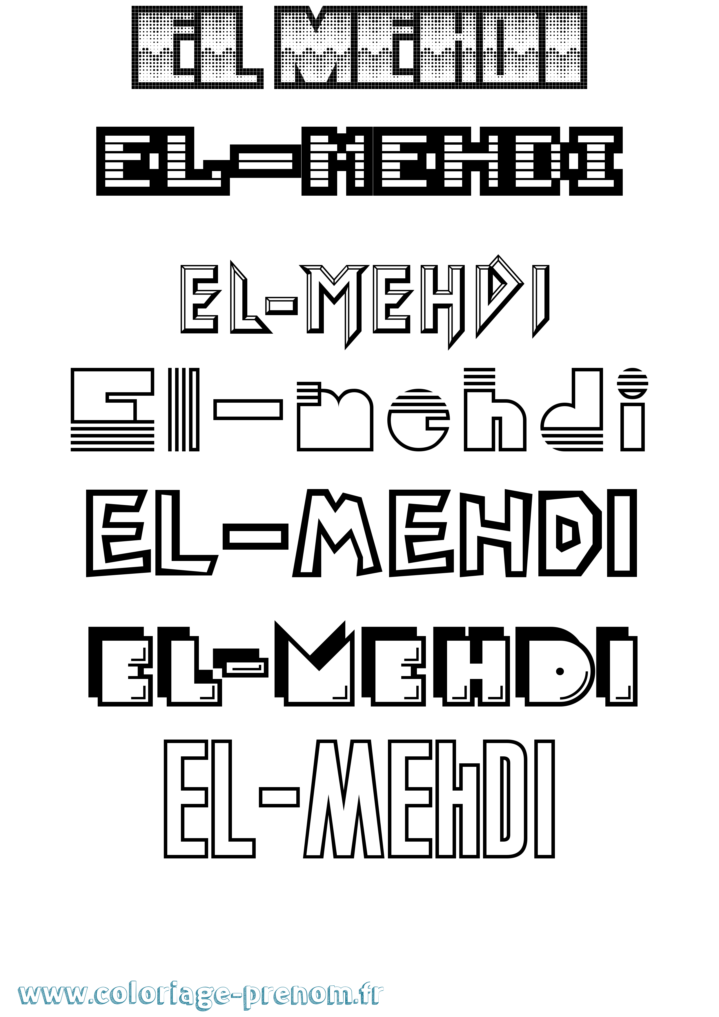 Coloriage prénom El-Mehdi Jeux Vidéos