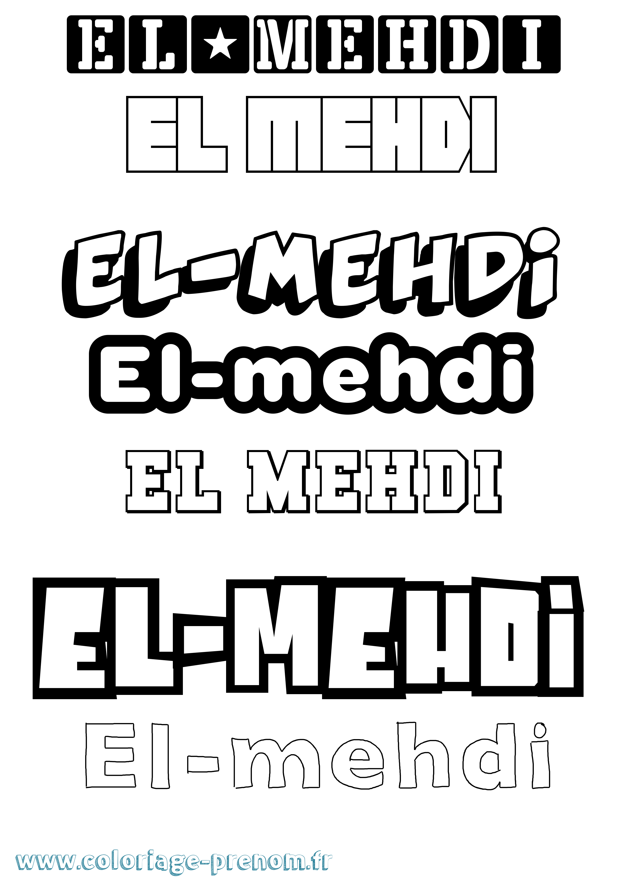 Coloriage prénom El-Mehdi Simple