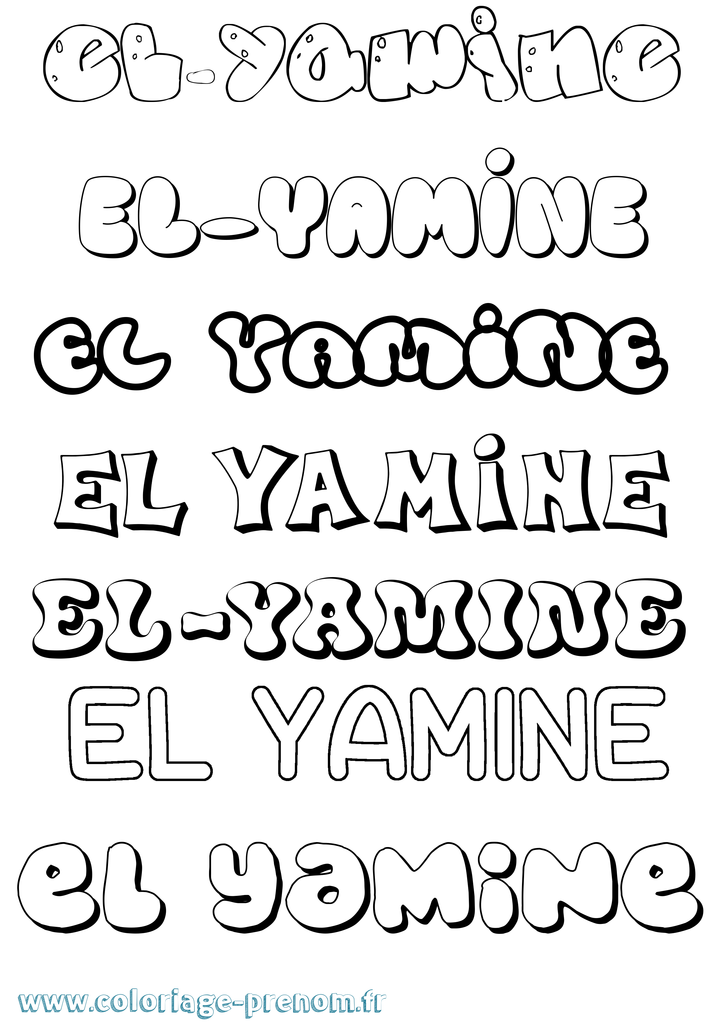 Coloriage El-Yamine Bubble Coloriage prénom El-Yamine Bubble