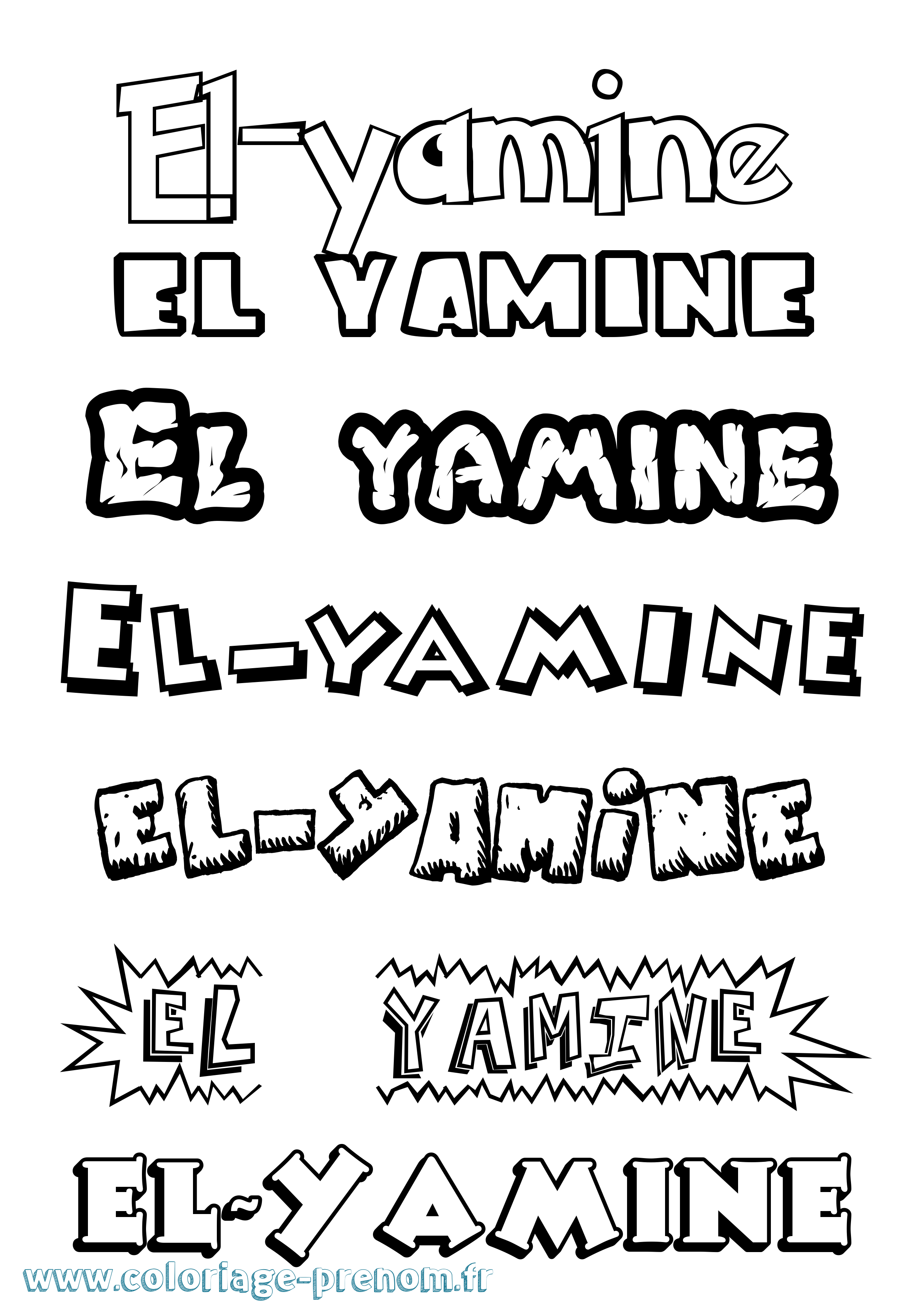 Coloriage El-Yamine Dessin Animé Coloriage prénom El-Yamine Dessin Animé