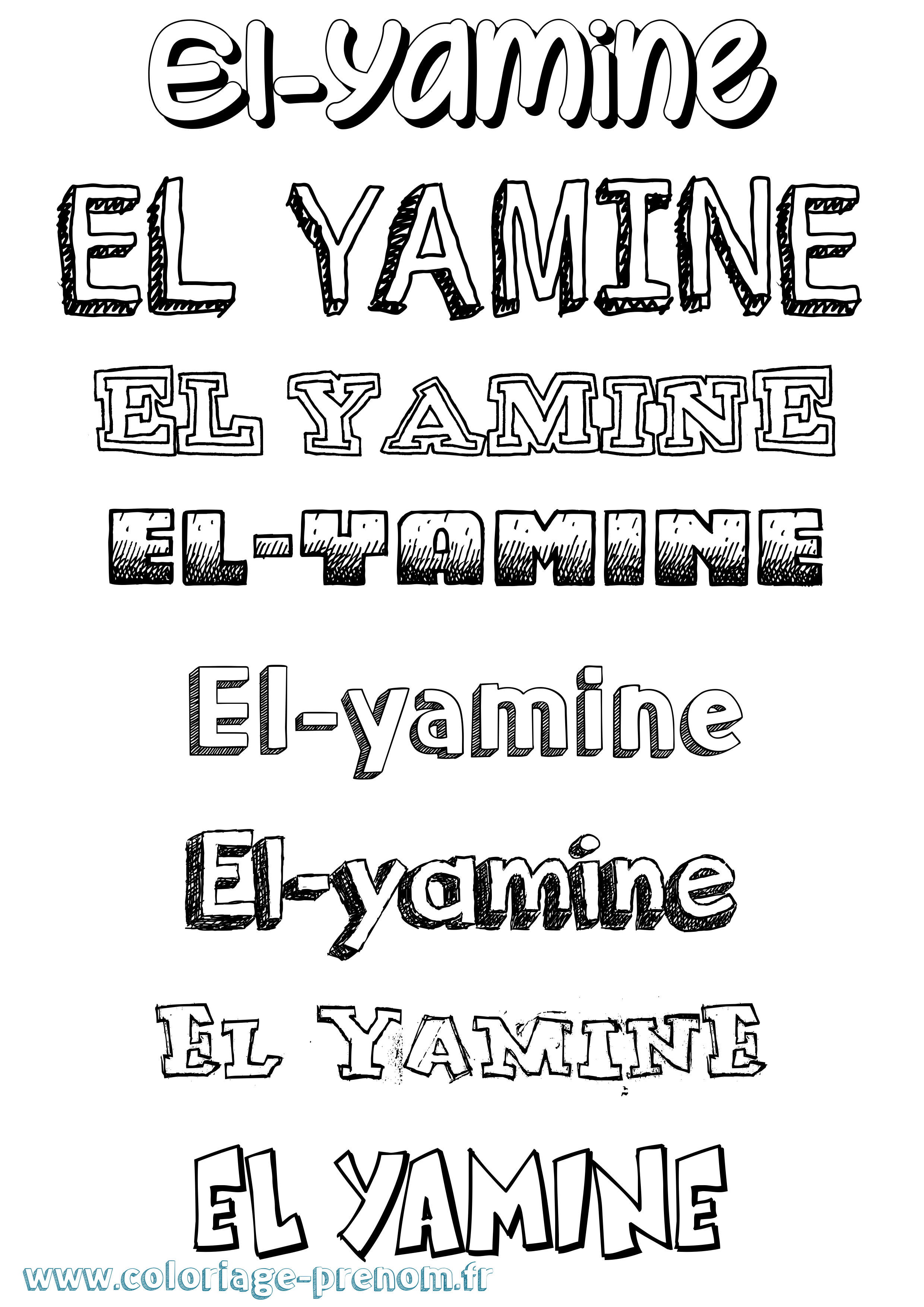 Coloriage El-Yamine Dessiné Coloriage prénom El-Yamine Dessiné