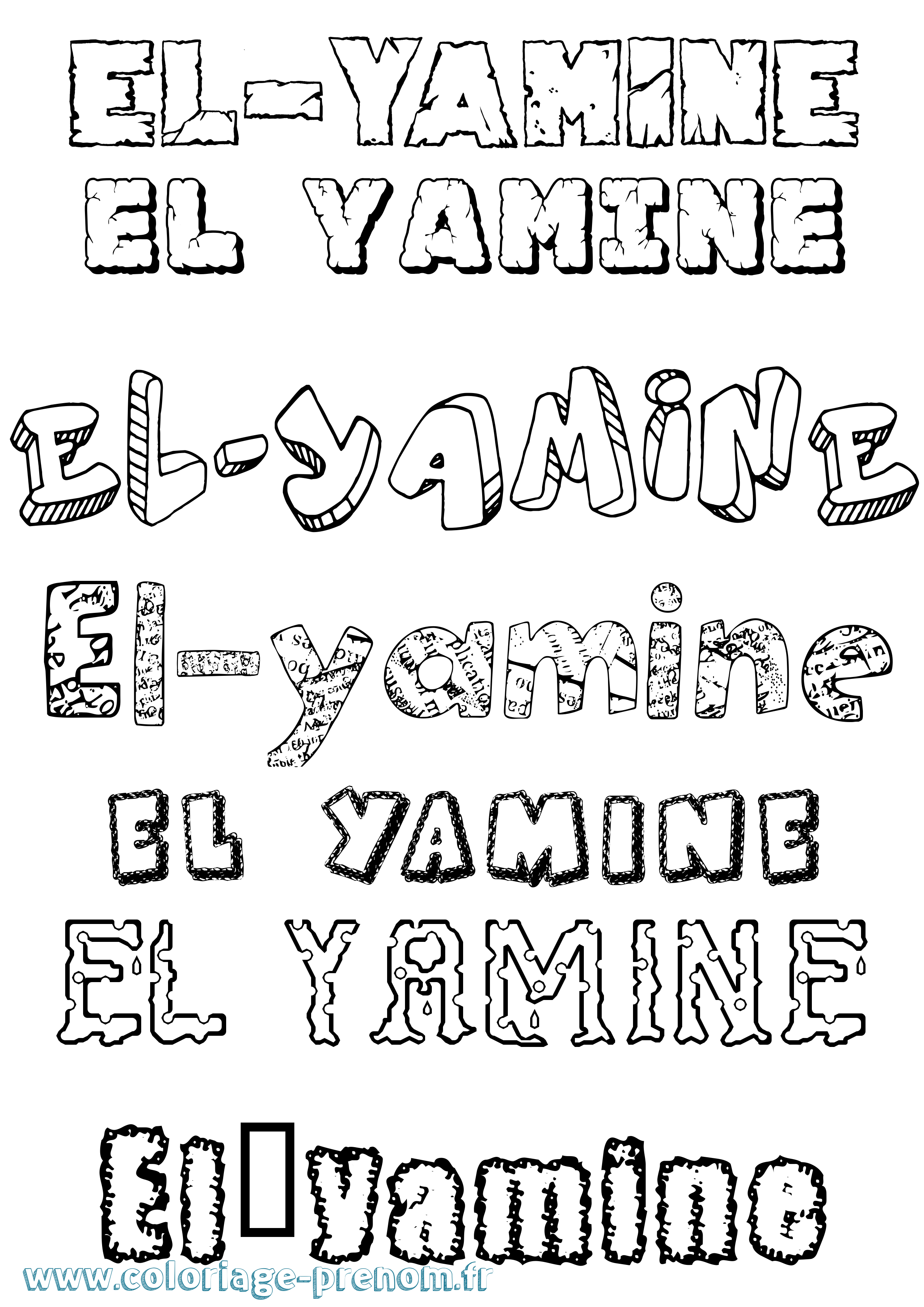 Coloriage El-Yamine Destructuré Coloriage prénom El-Yamine Destructuré