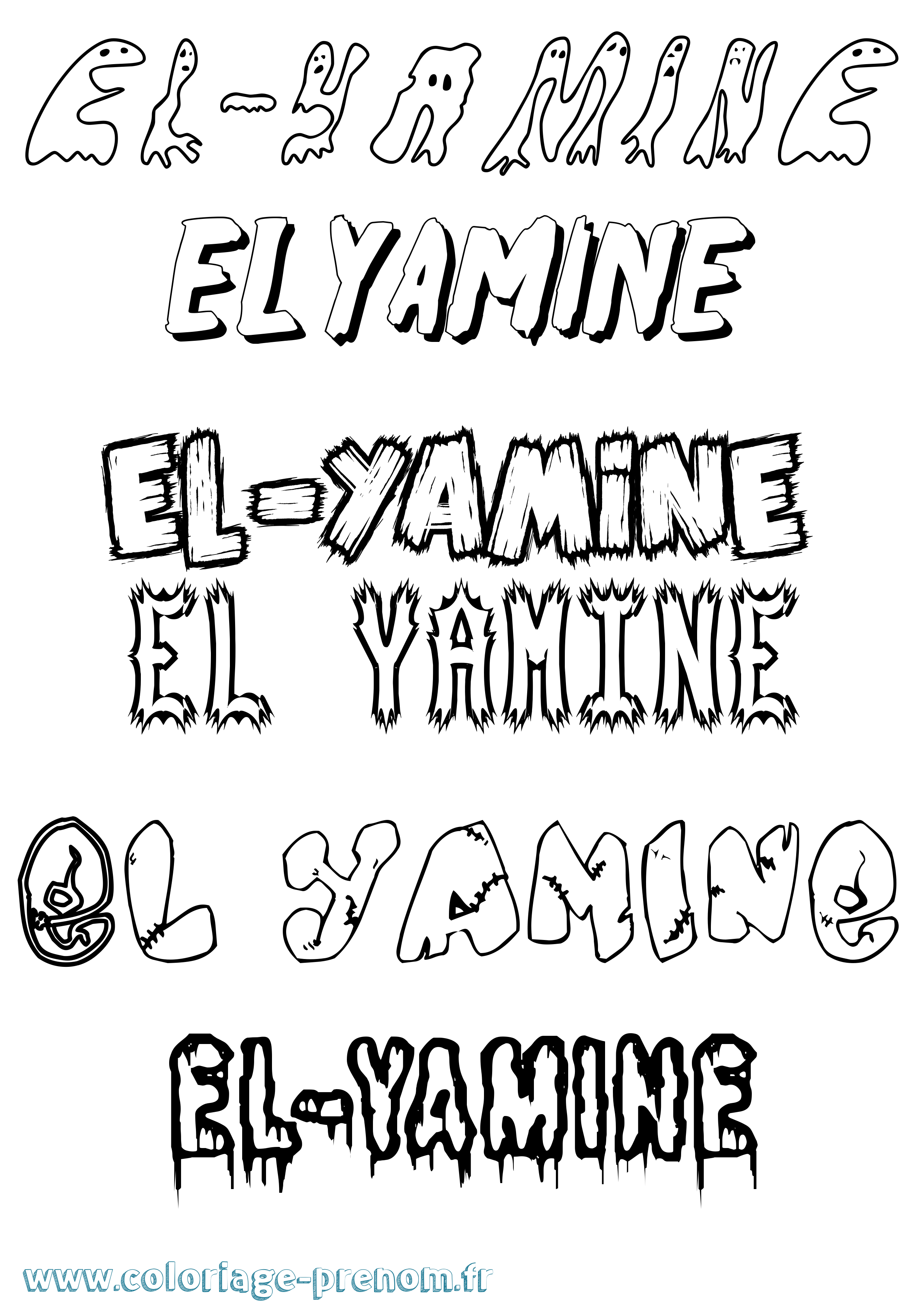 Coloriage El-Yamine Frisson Coloriage prénom El-Yamine Frisson