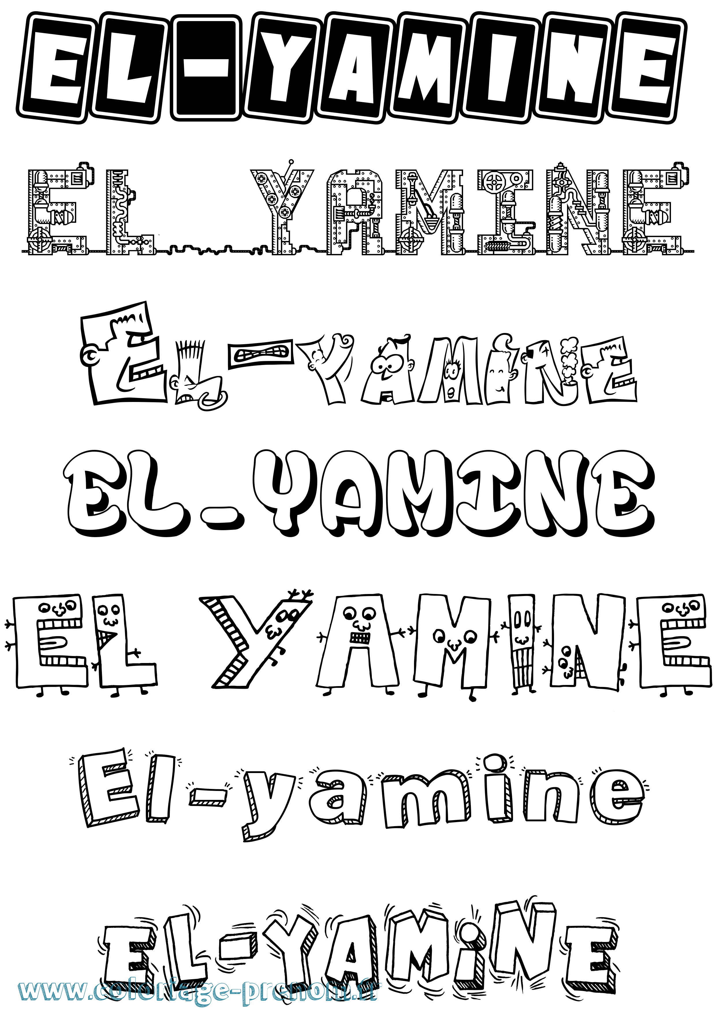 Coloriage El-Yamine Fun Coloriage prénom El-Yamine Fun