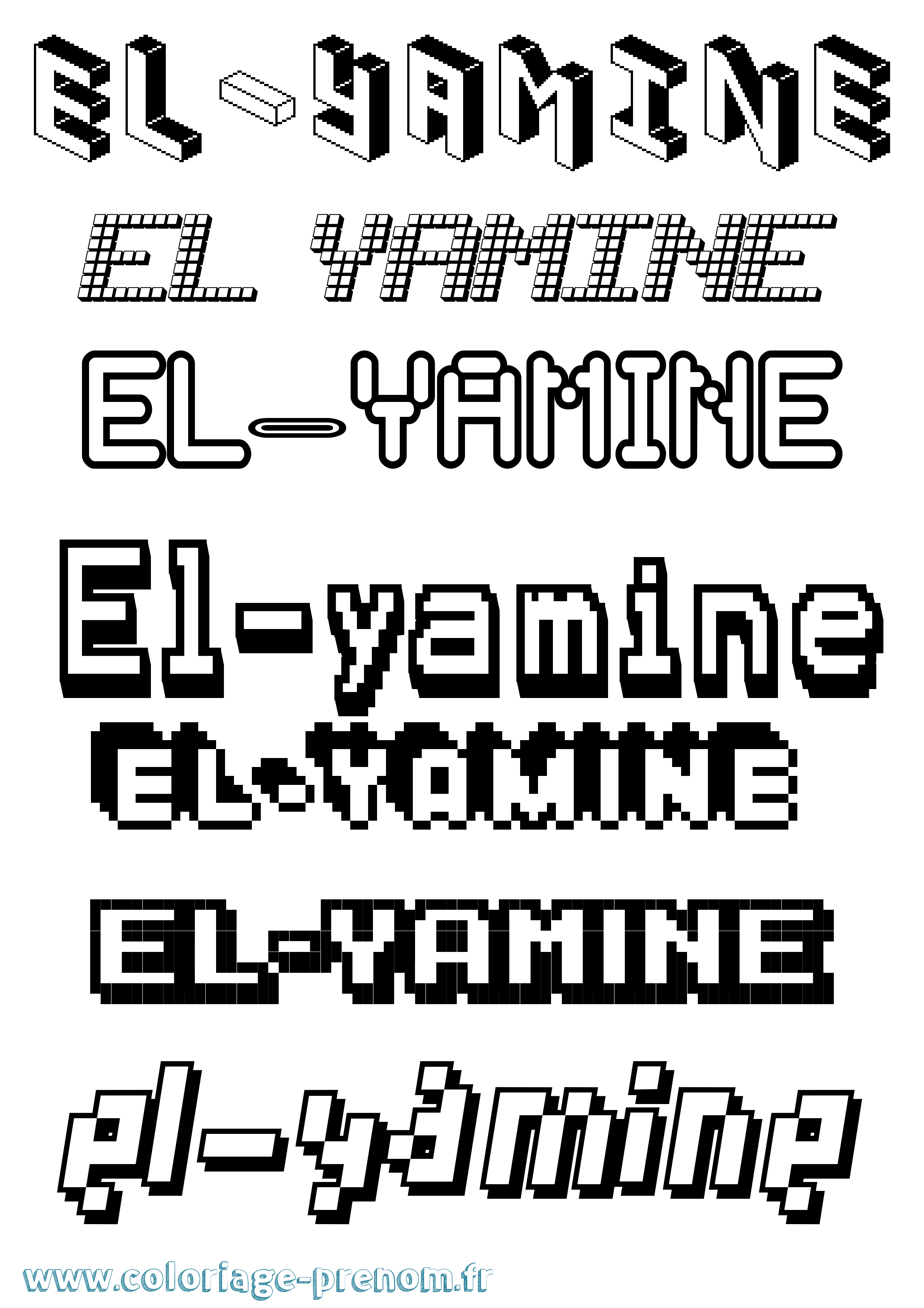 Coloriage El-Yamine Pixel Coloriage prénom El-Yamine Pixel