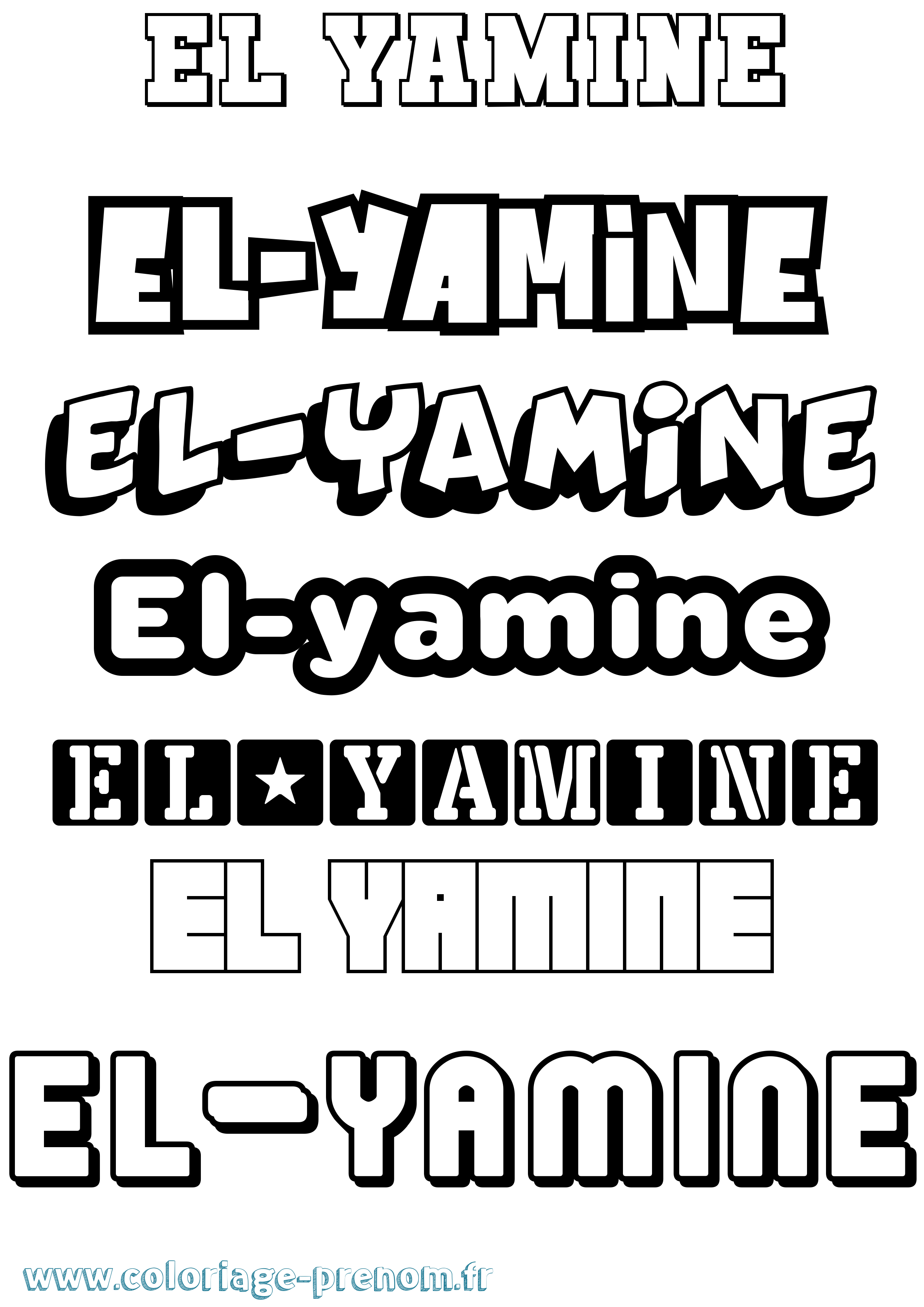 Coloriage El-Yamine Simple Coloriage prénom El-Yamine Simple