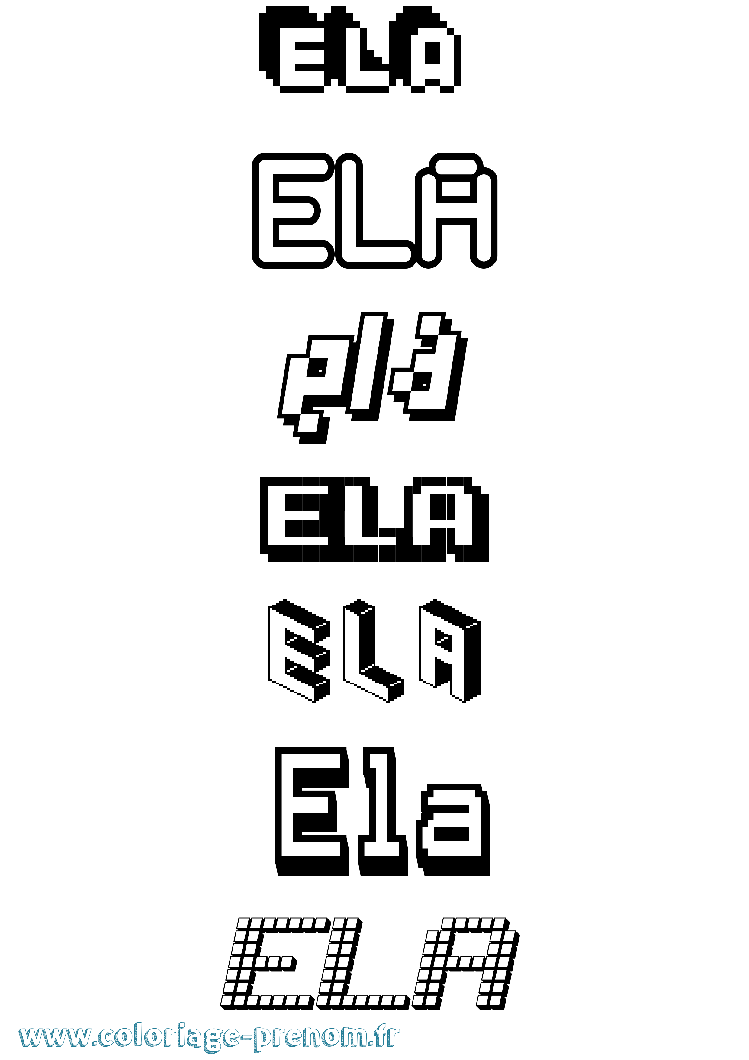 Coloriage prénom Ela