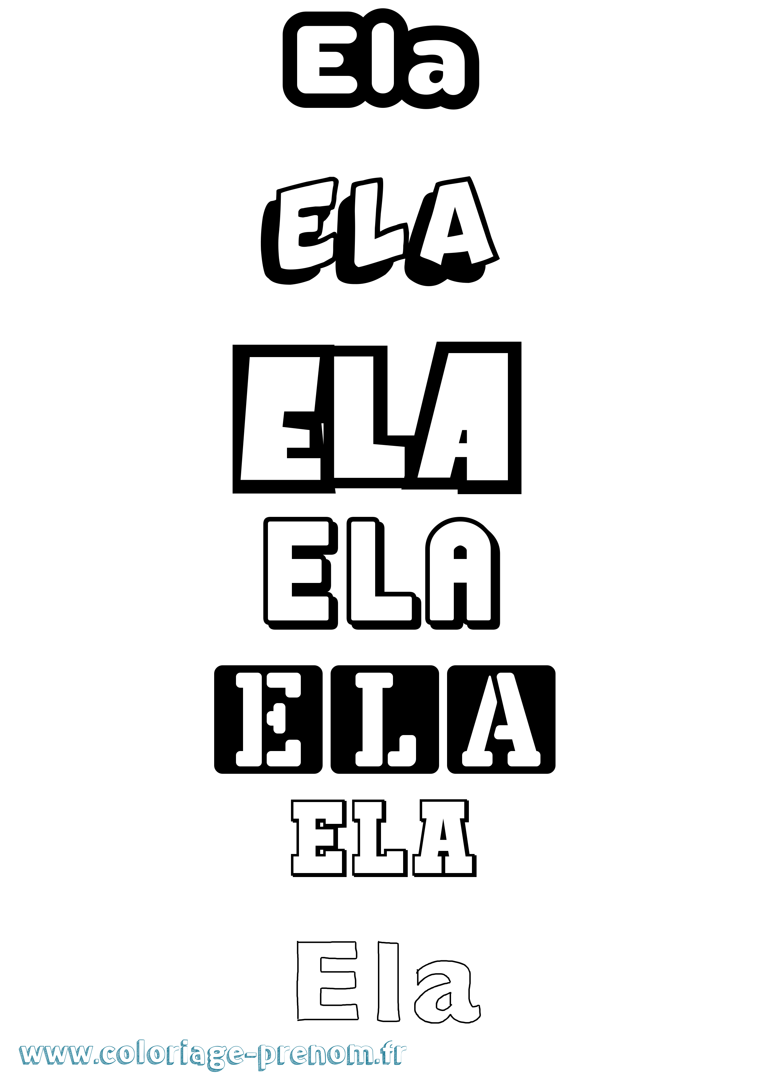 Coloriage prénom Ela