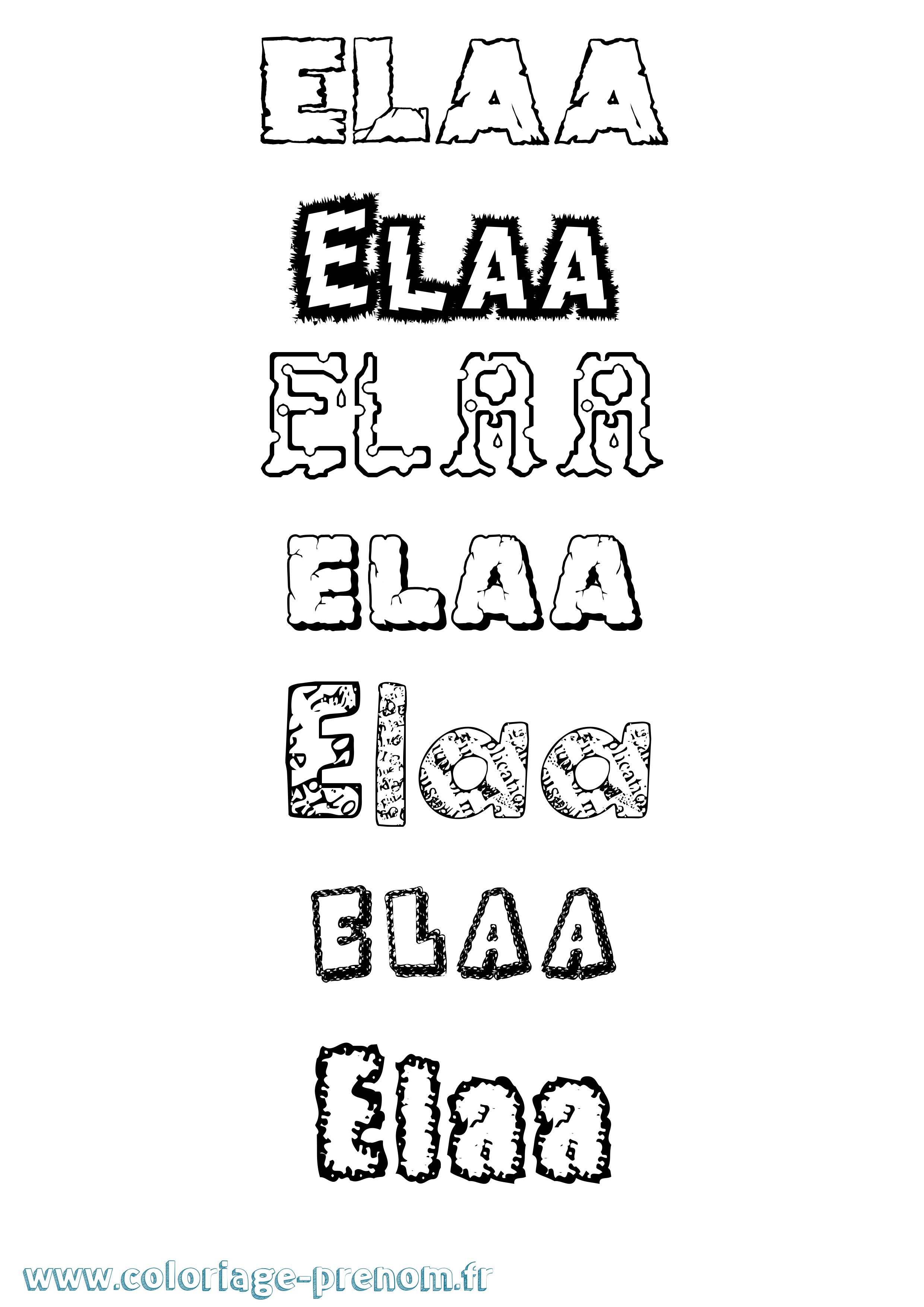 Coloriage prénom Elaa Destructuré
