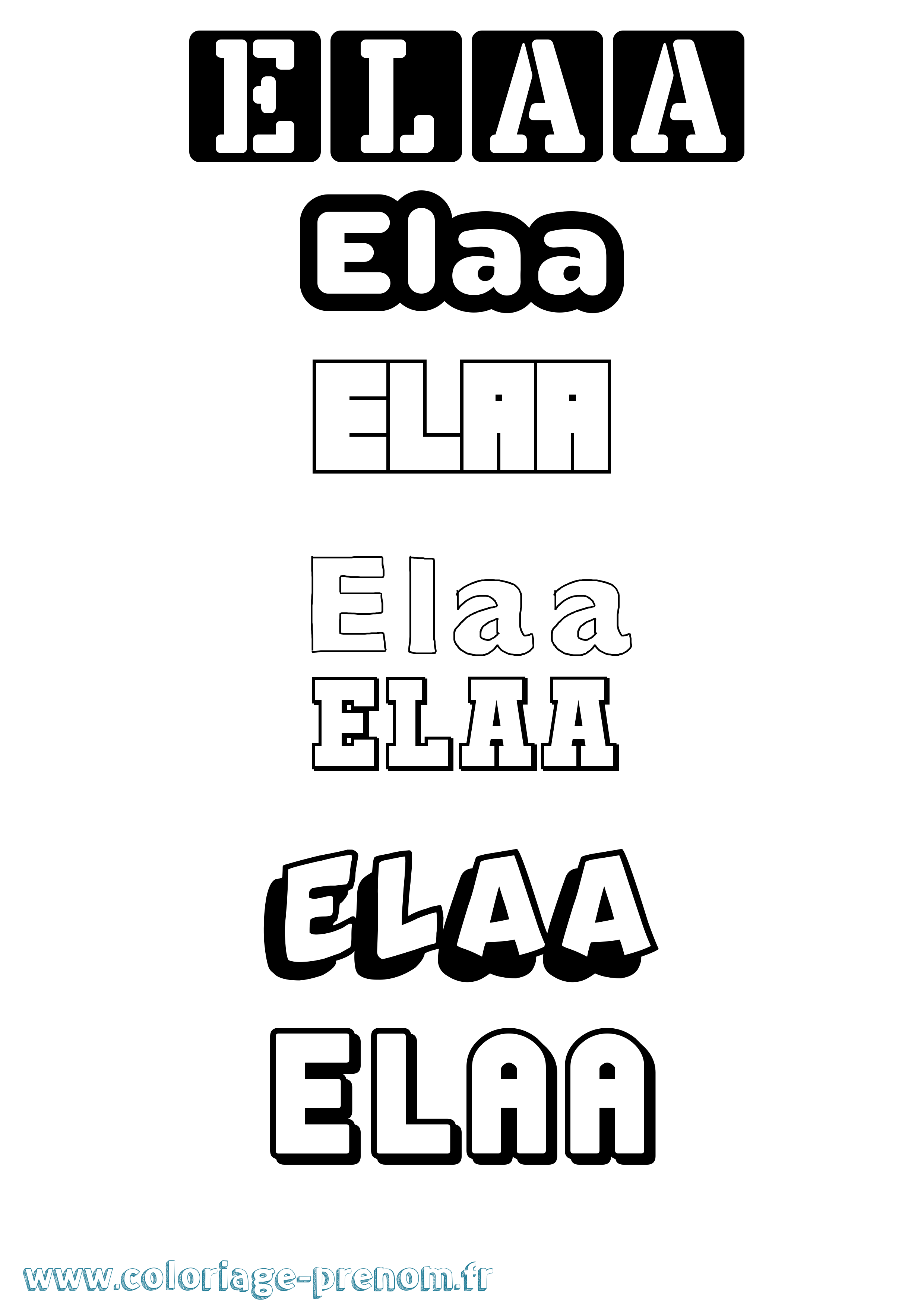 Coloriage prénom Elaa Simple