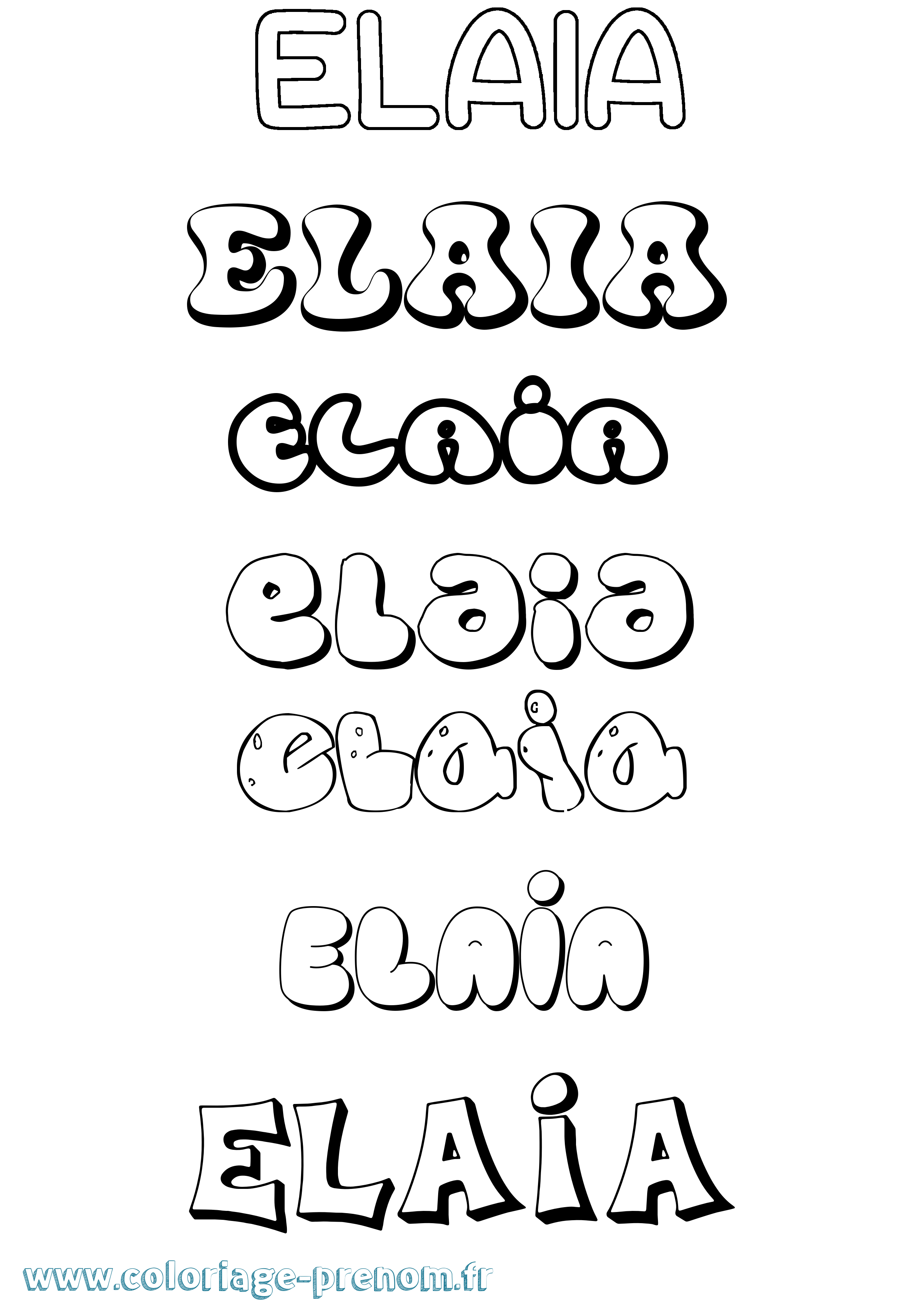 Coloriage prénom Elaia Bubble