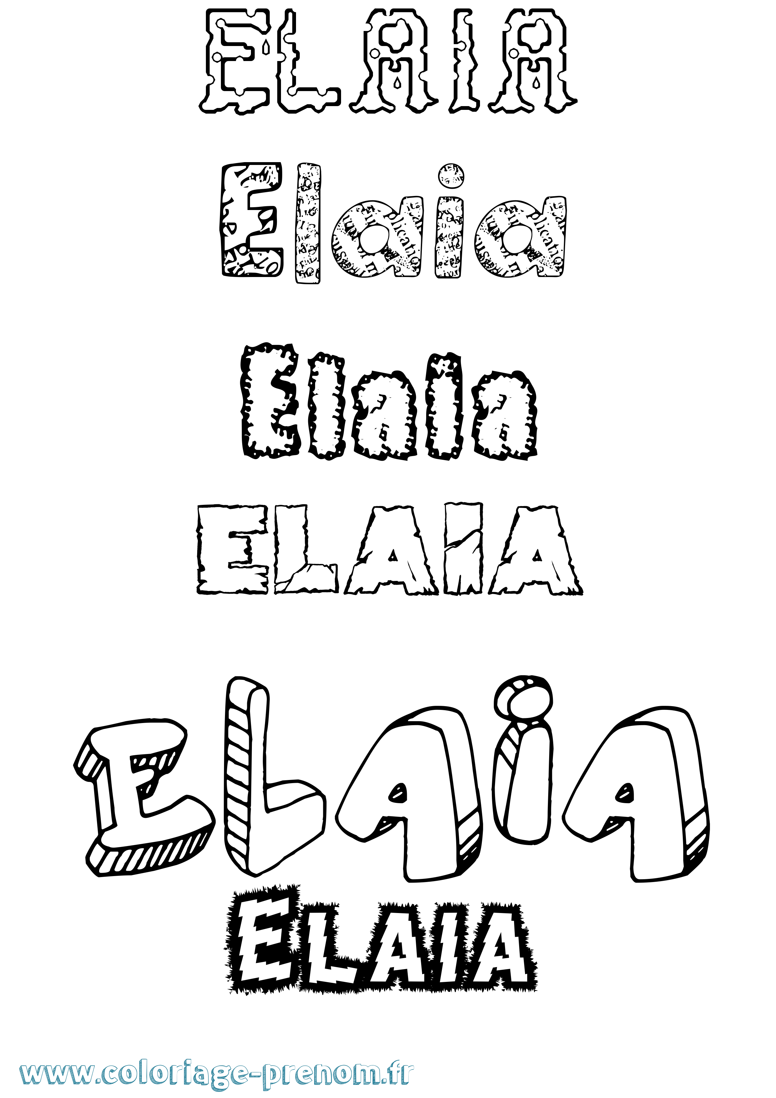 Coloriage prénom Elaia Destructuré
