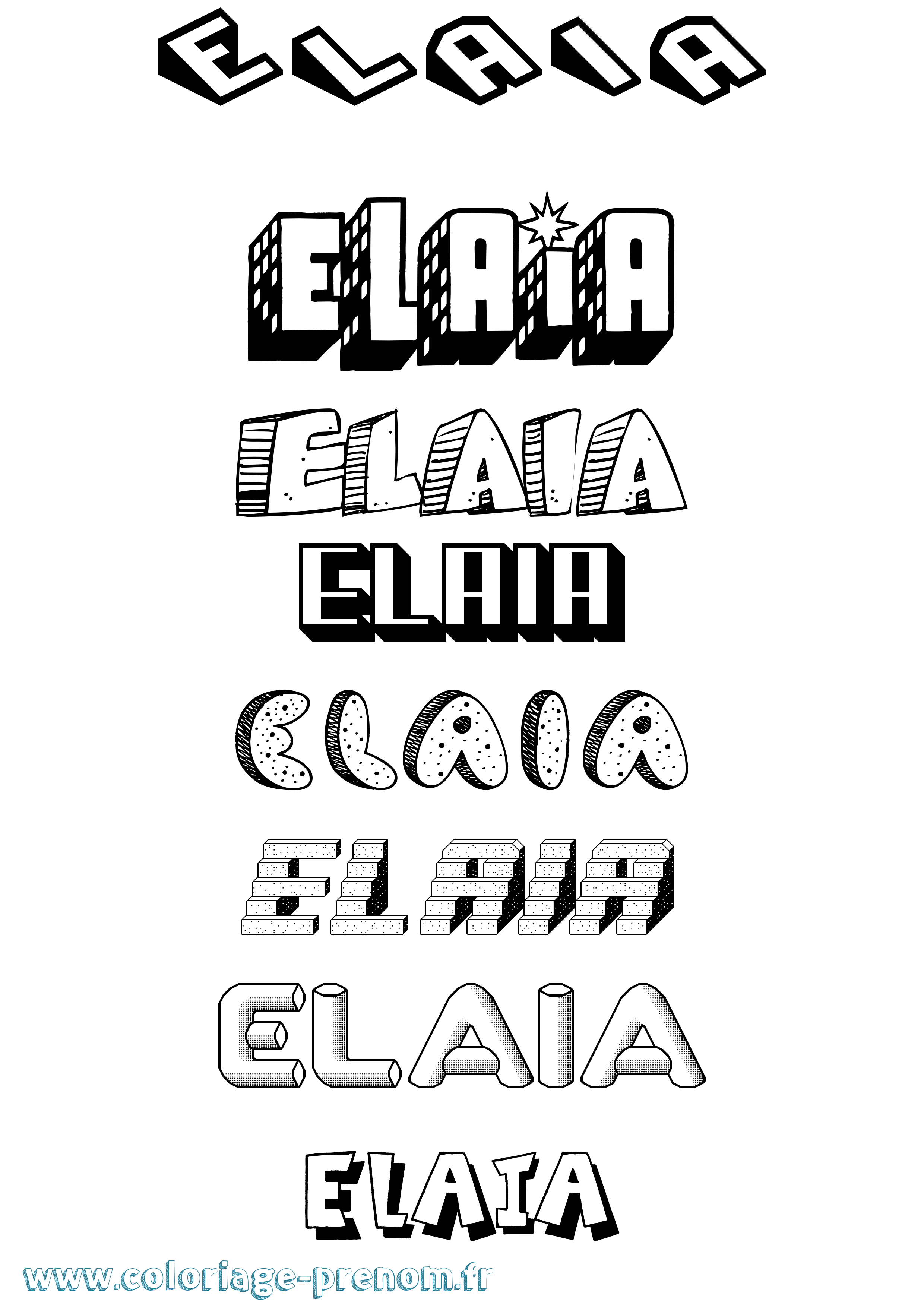 Coloriage prénom Elaia Effet 3D