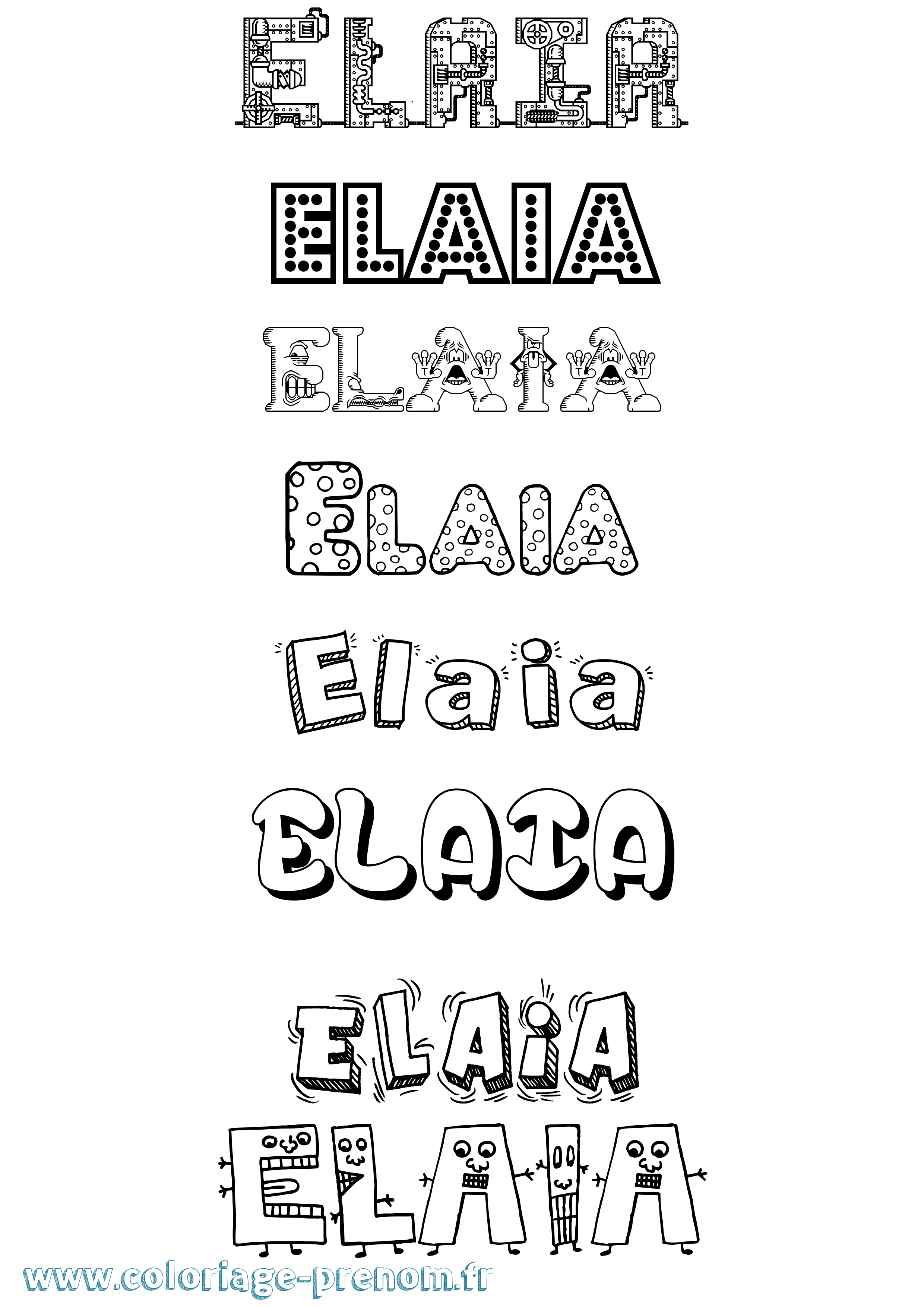 Coloriage prénom Elaia Fun