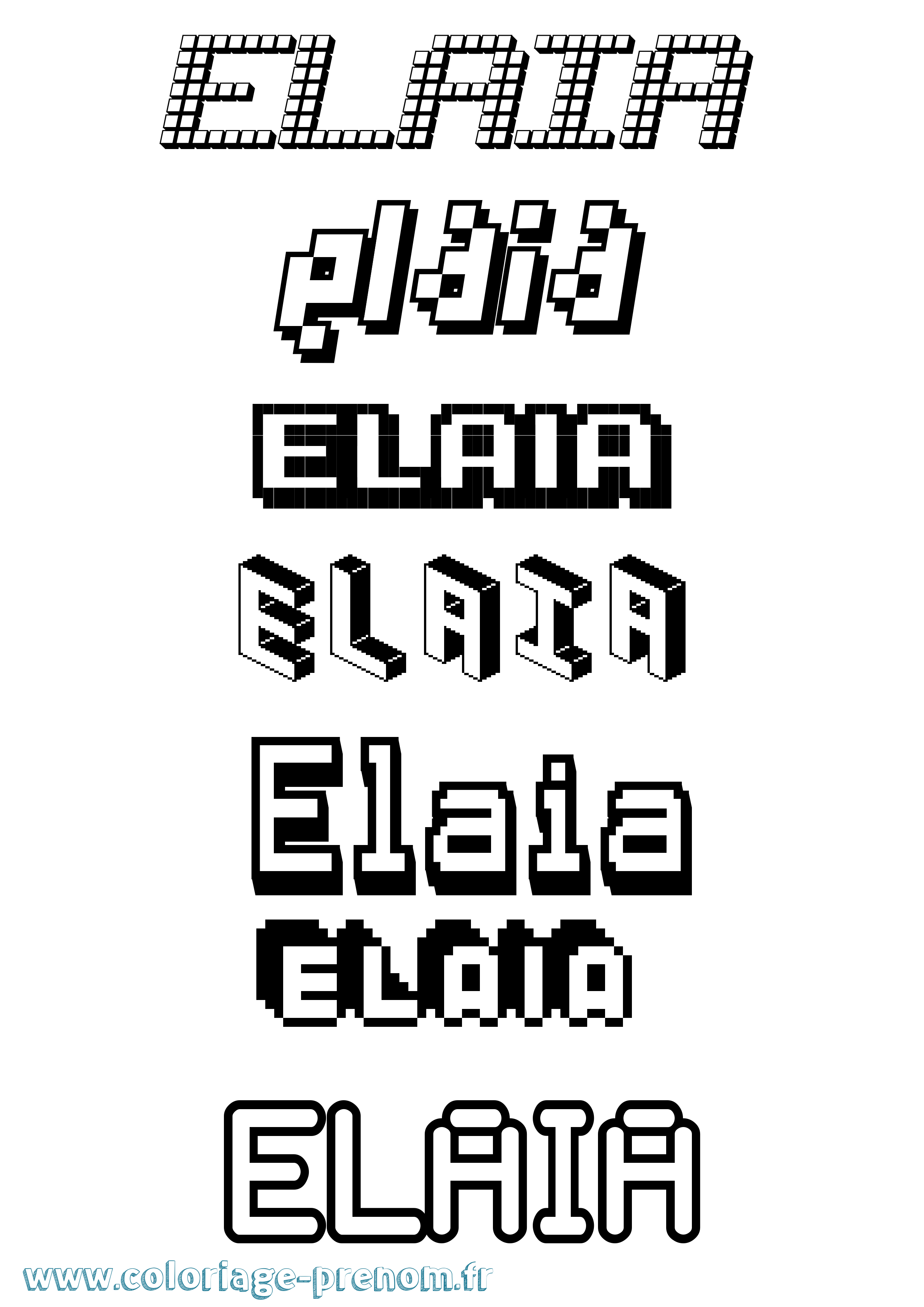 Coloriage prénom Elaia Pixel