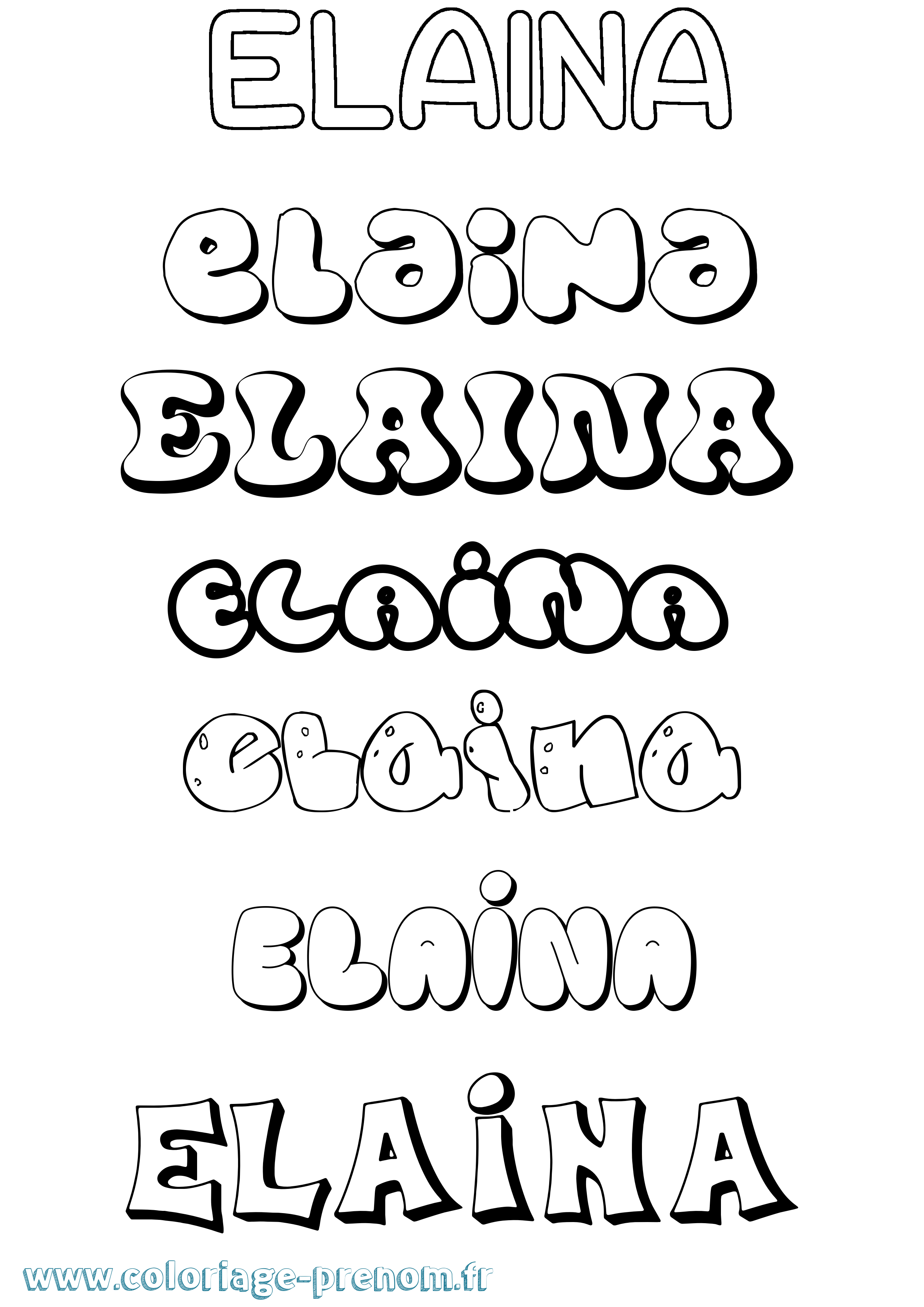 Coloriage prénom Elaina Bubble