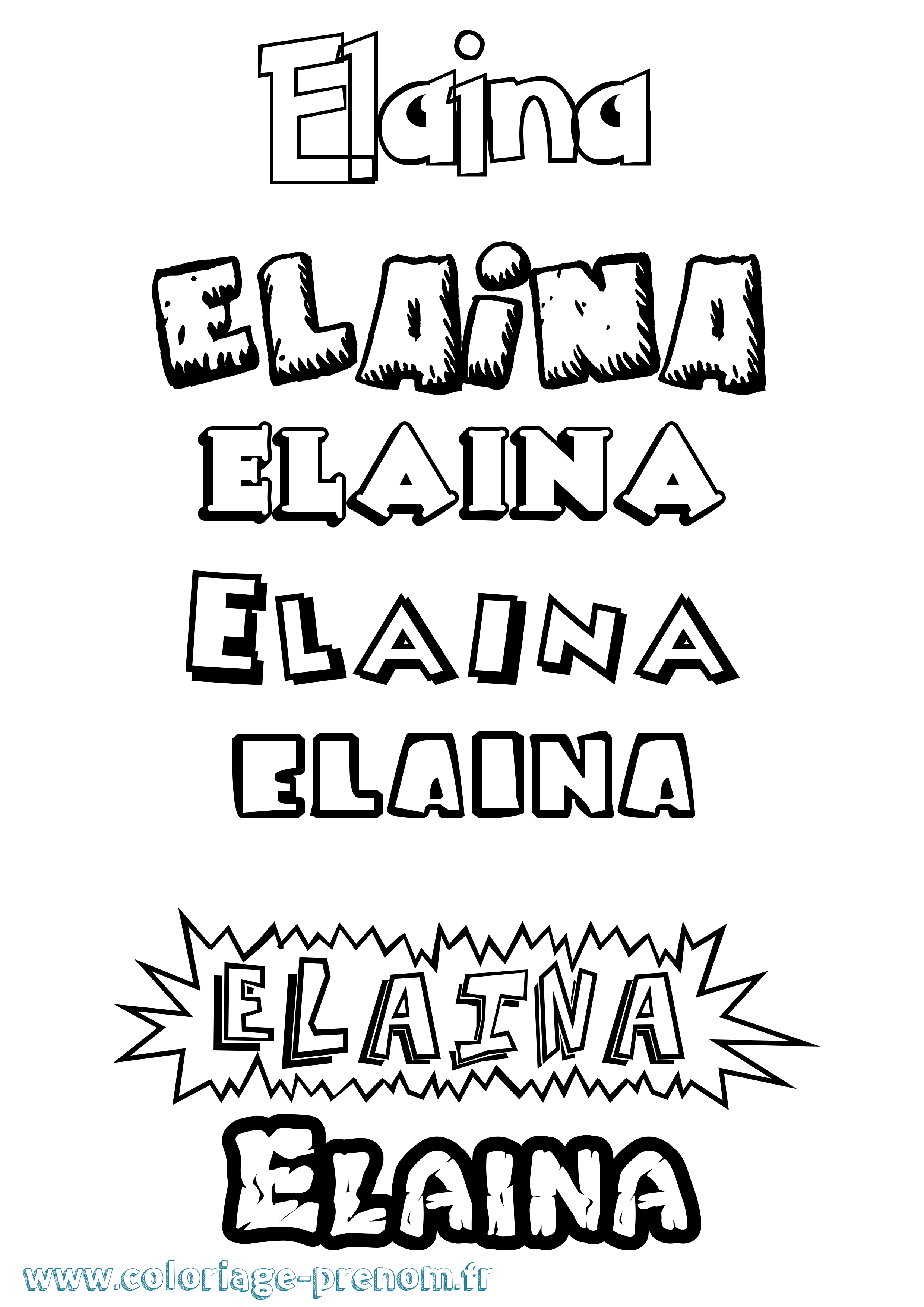 Coloriage prénom Elaina Dessin Animé