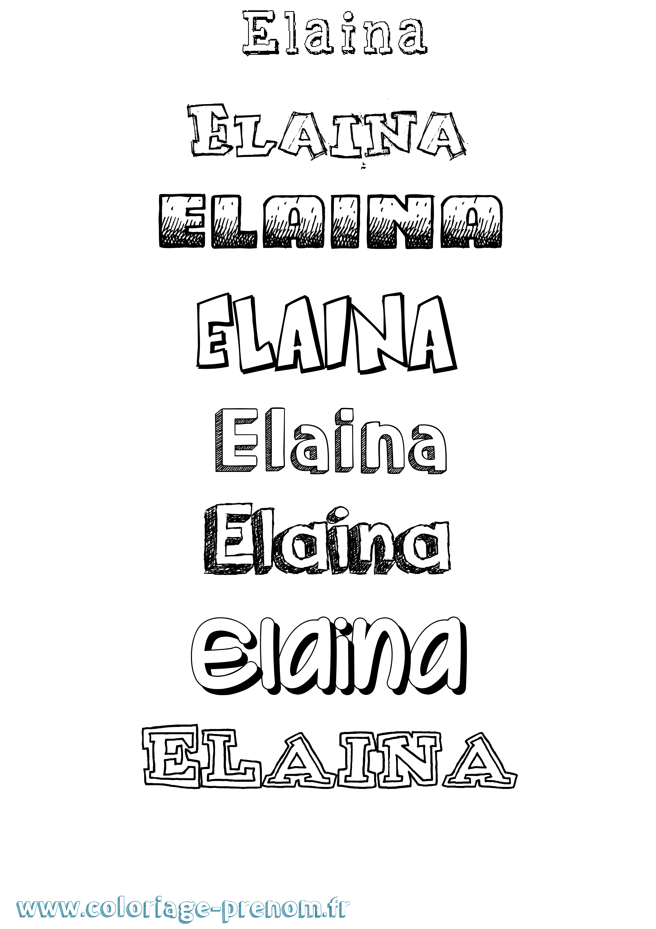 Coloriage prénom Elaina Dessiné