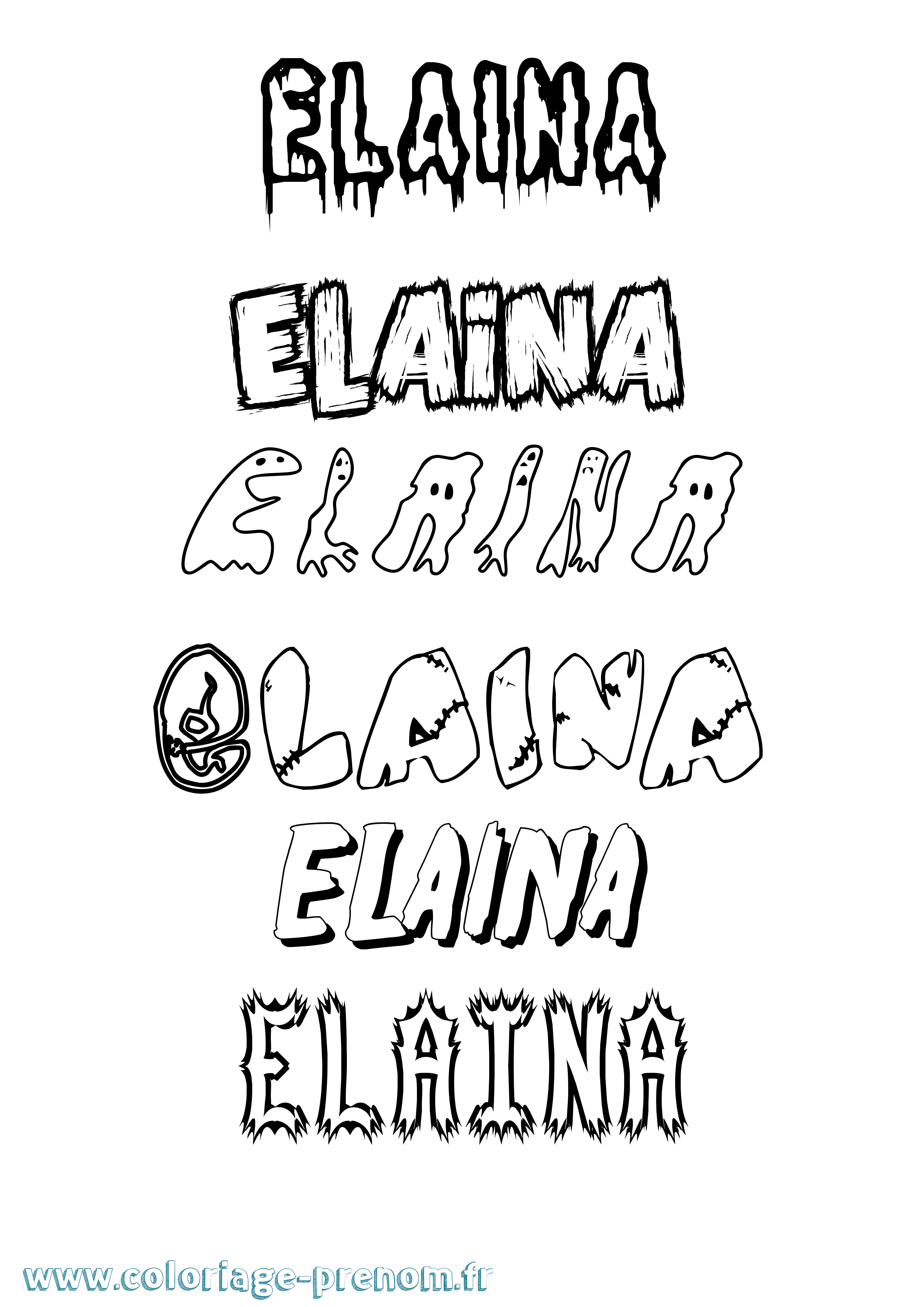 Coloriage prénom Elaina Frisson