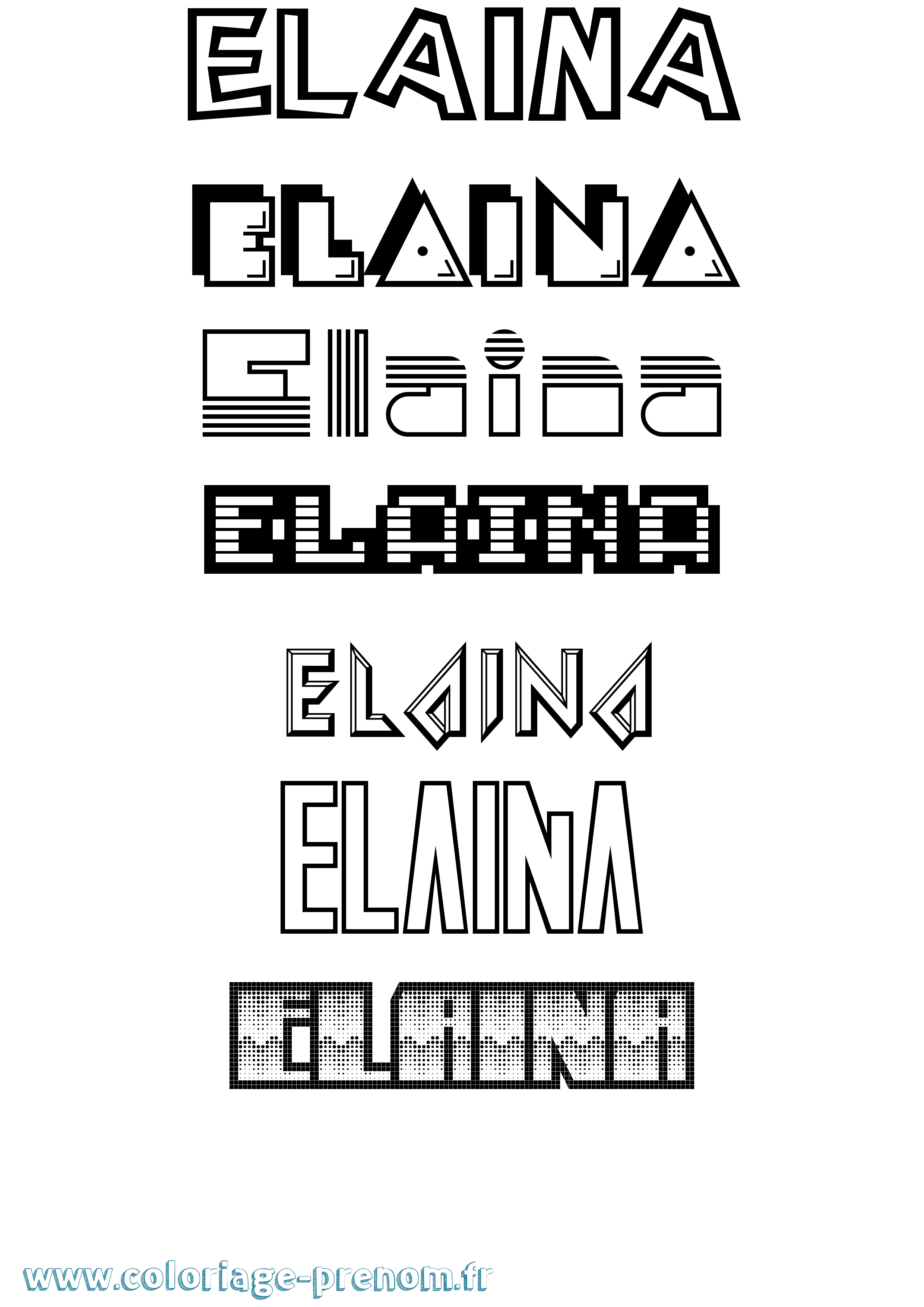 Coloriage prénom Elaina Jeux Vidéos