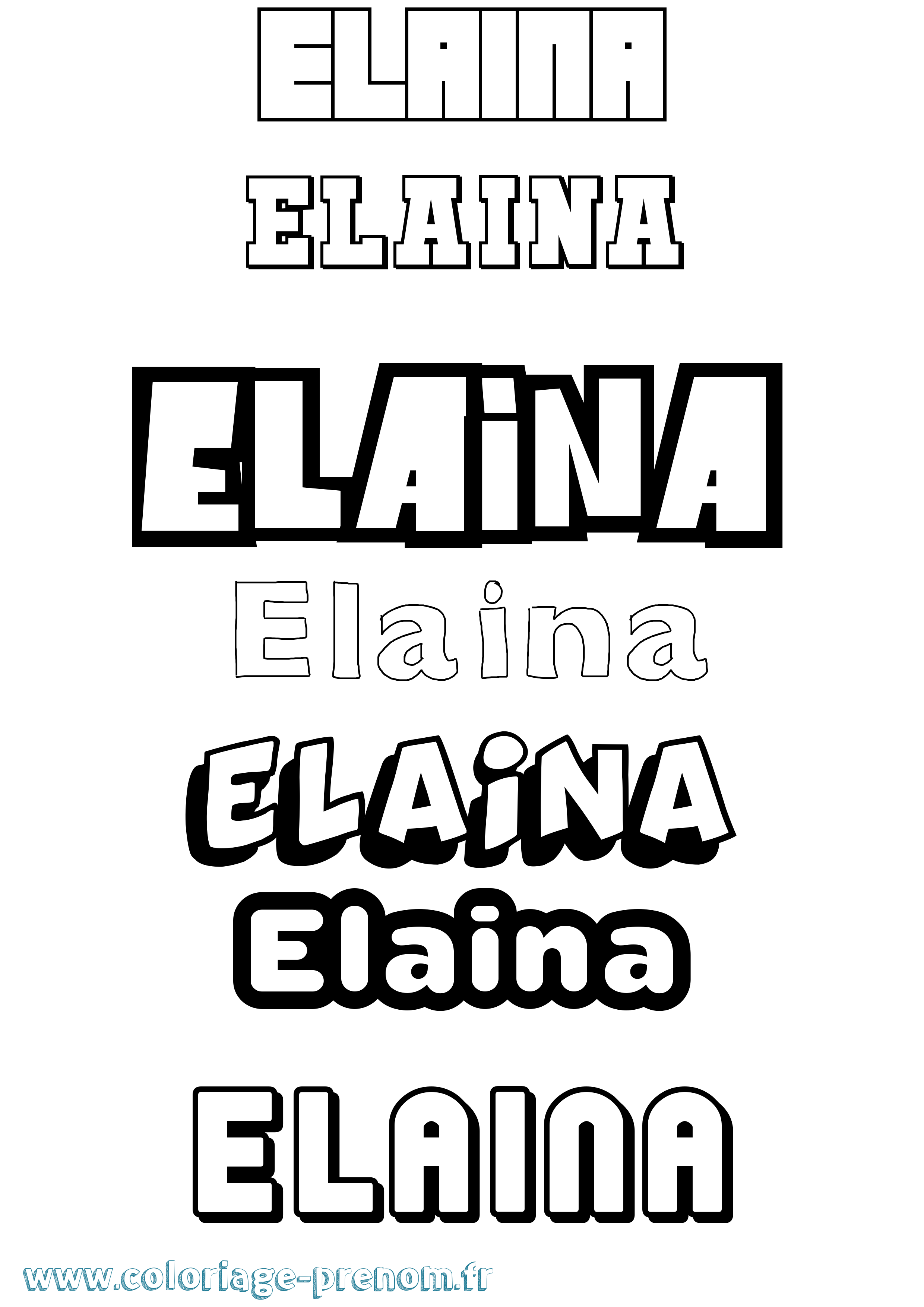 Coloriage prénom Elaina Simple
