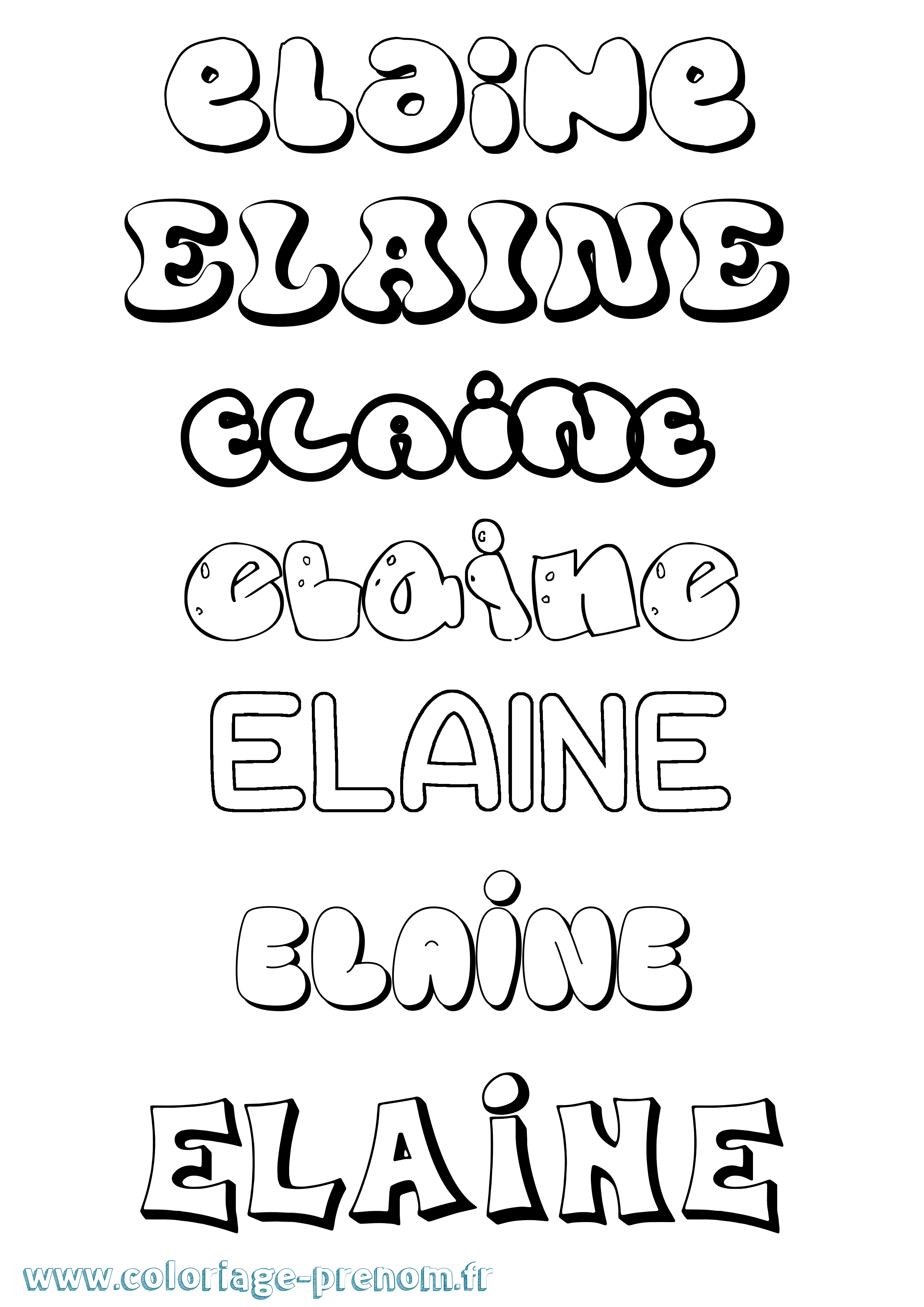 Coloriage prénom Elaine Bubble