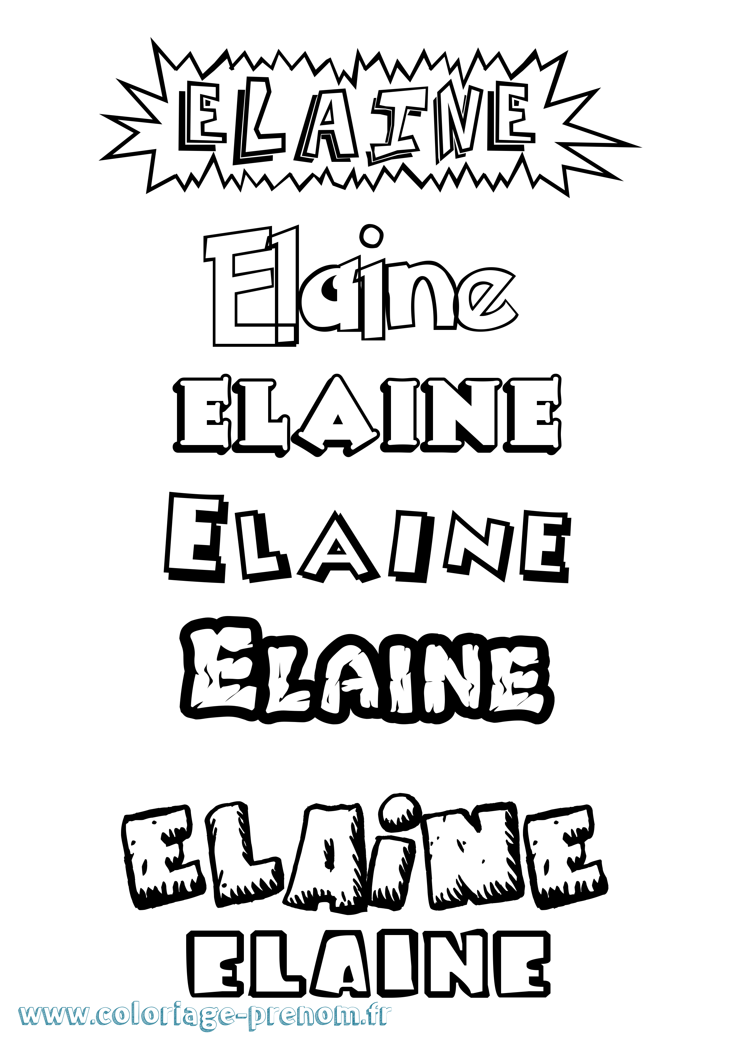 Coloriage prénom Elaine Dessin Animé