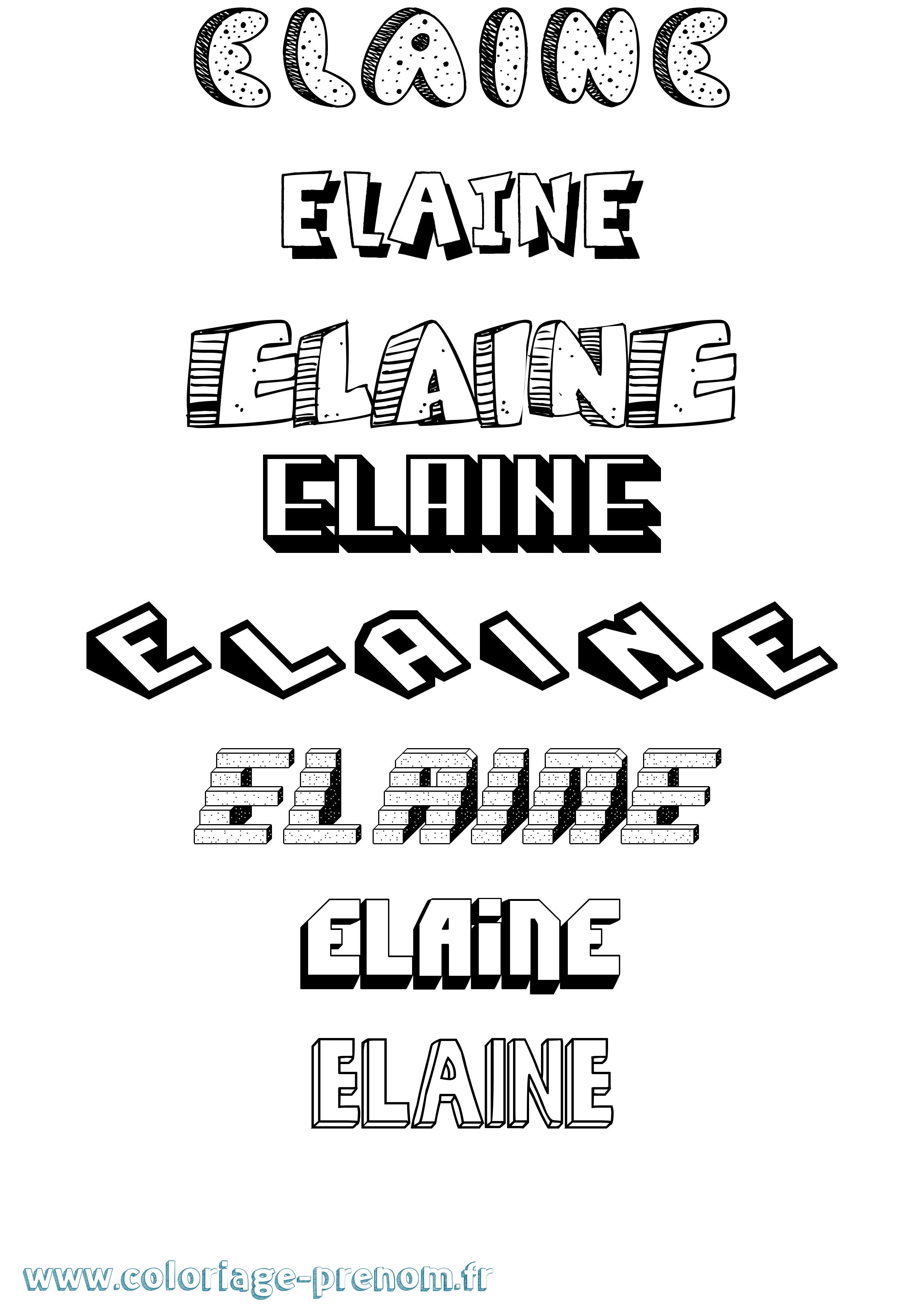 Coloriage prénom Elaine Effet 3D