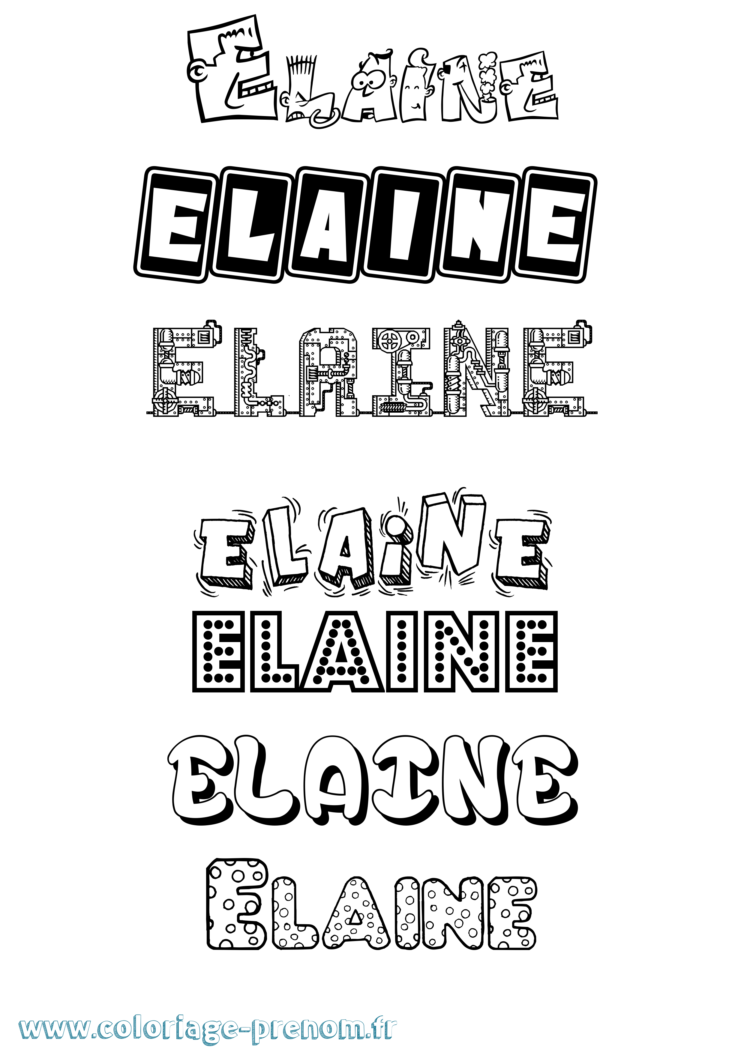 Coloriage prénom Elaine Fun