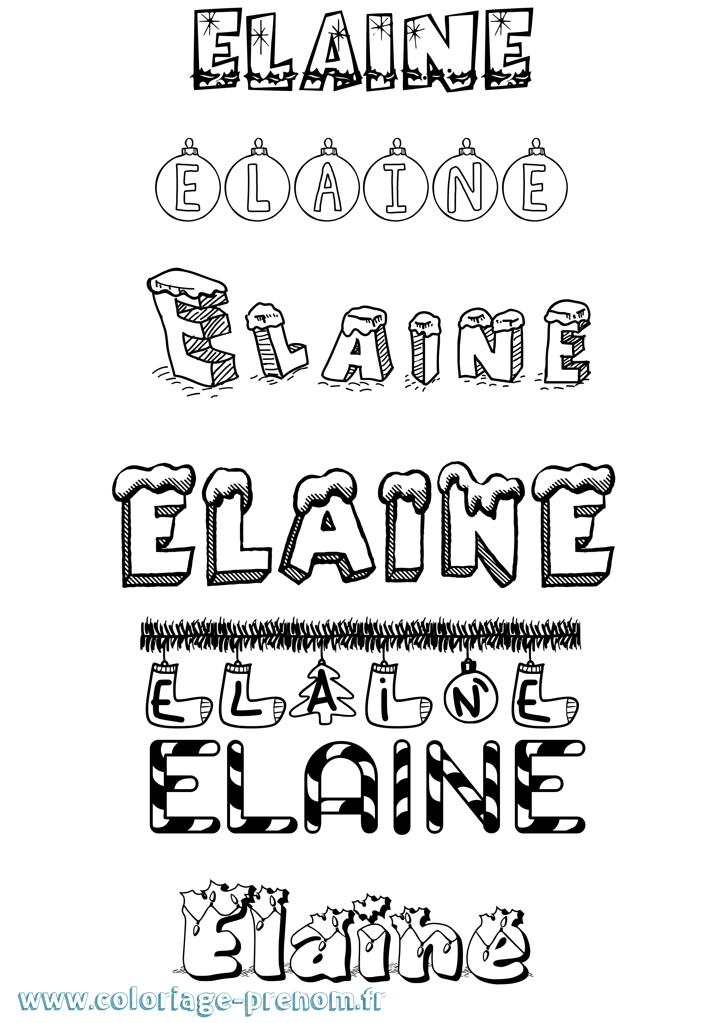 Coloriage prénom Elaine Noël