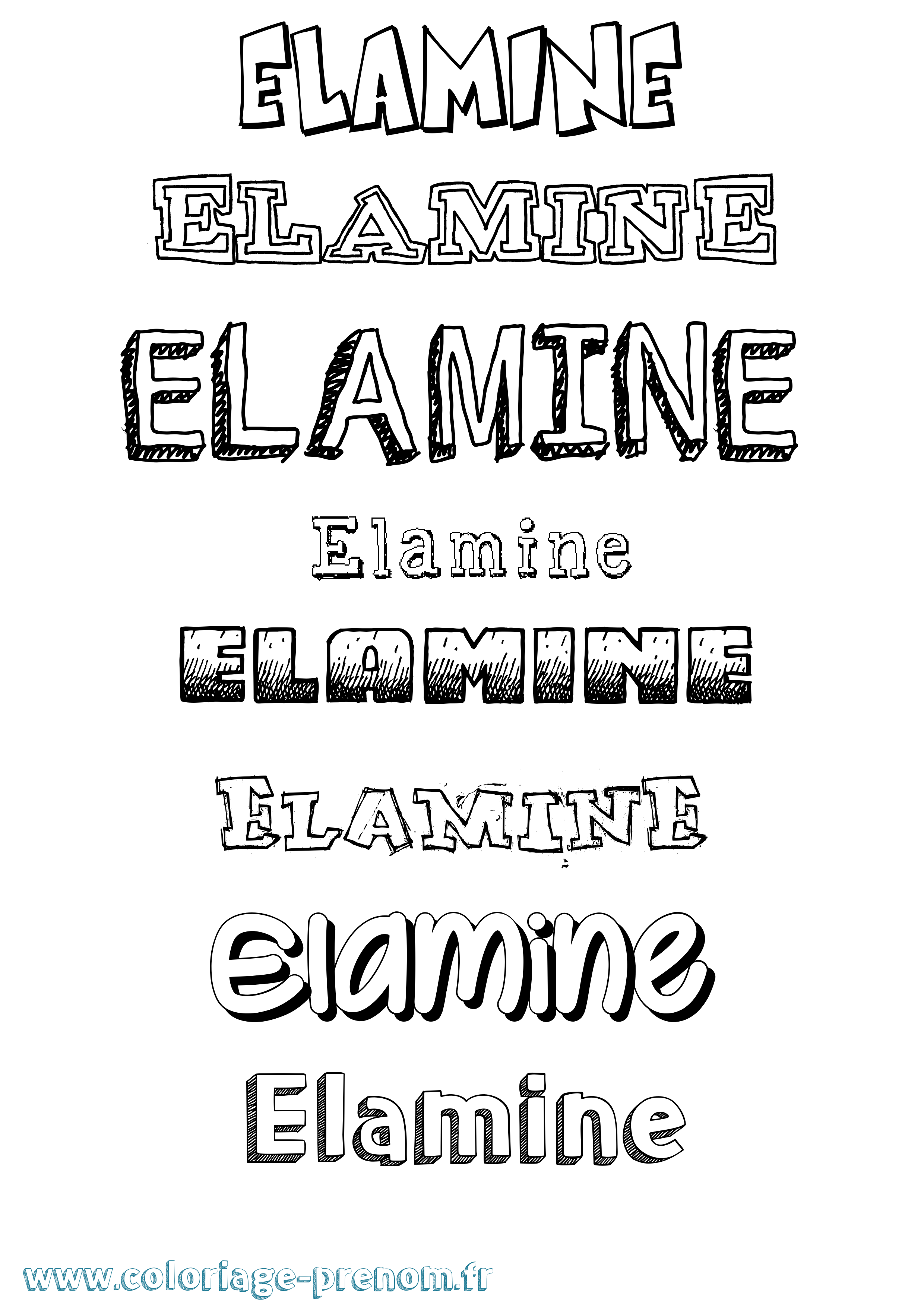 Coloriage prénom Elamine Dessiné