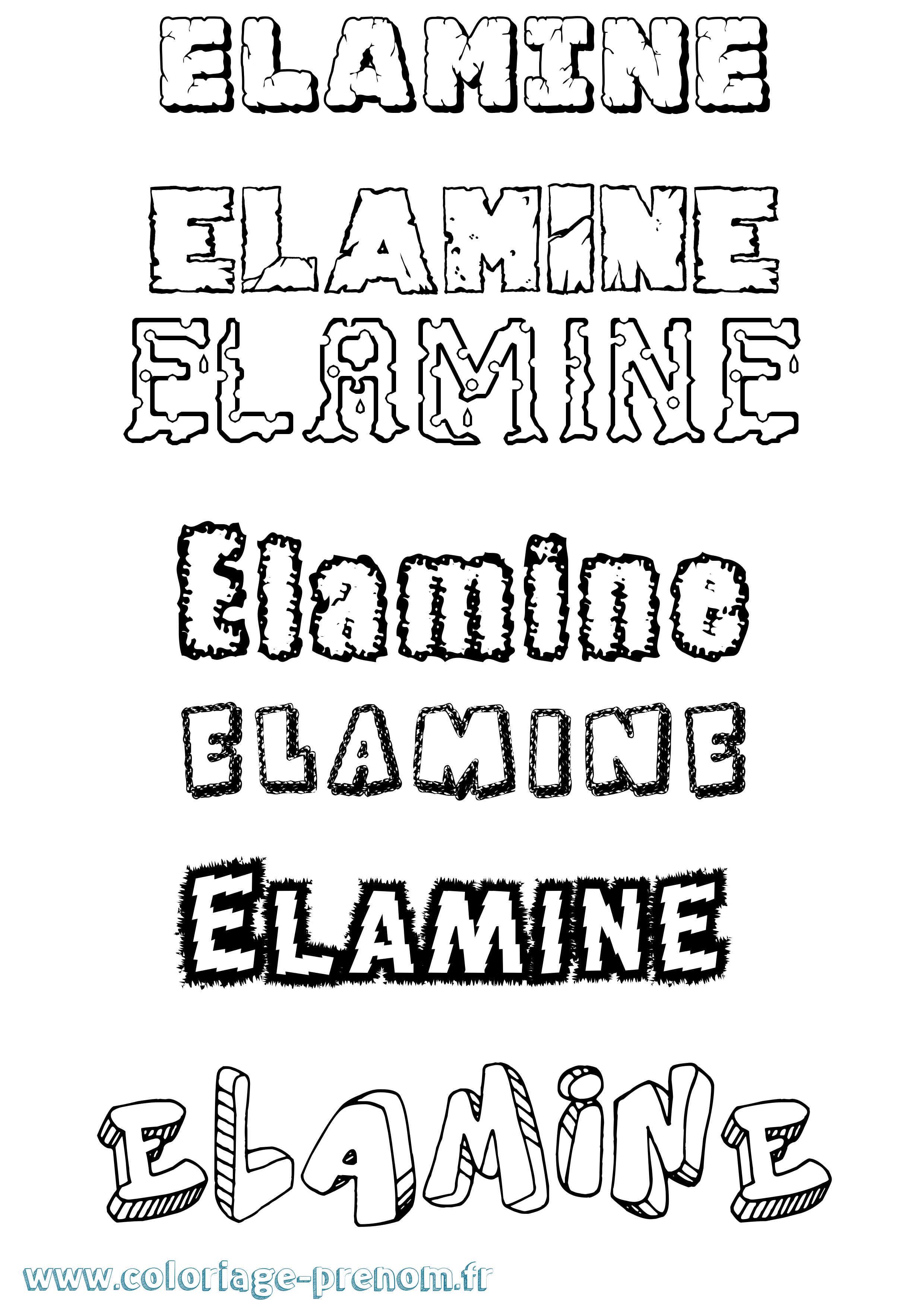 Coloriage prénom Elamine Destructuré