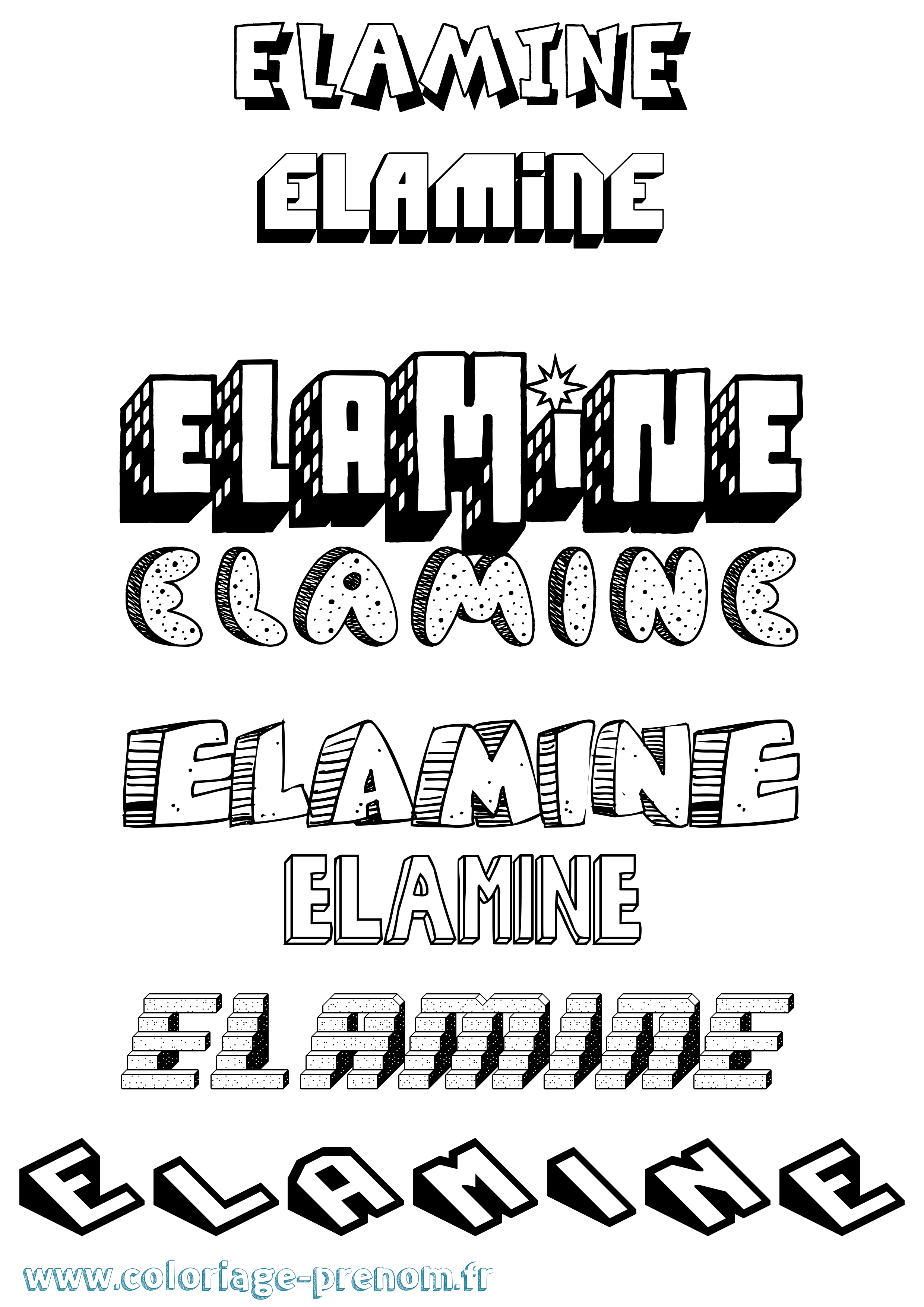 Coloriage prénom Elamine Effet 3D