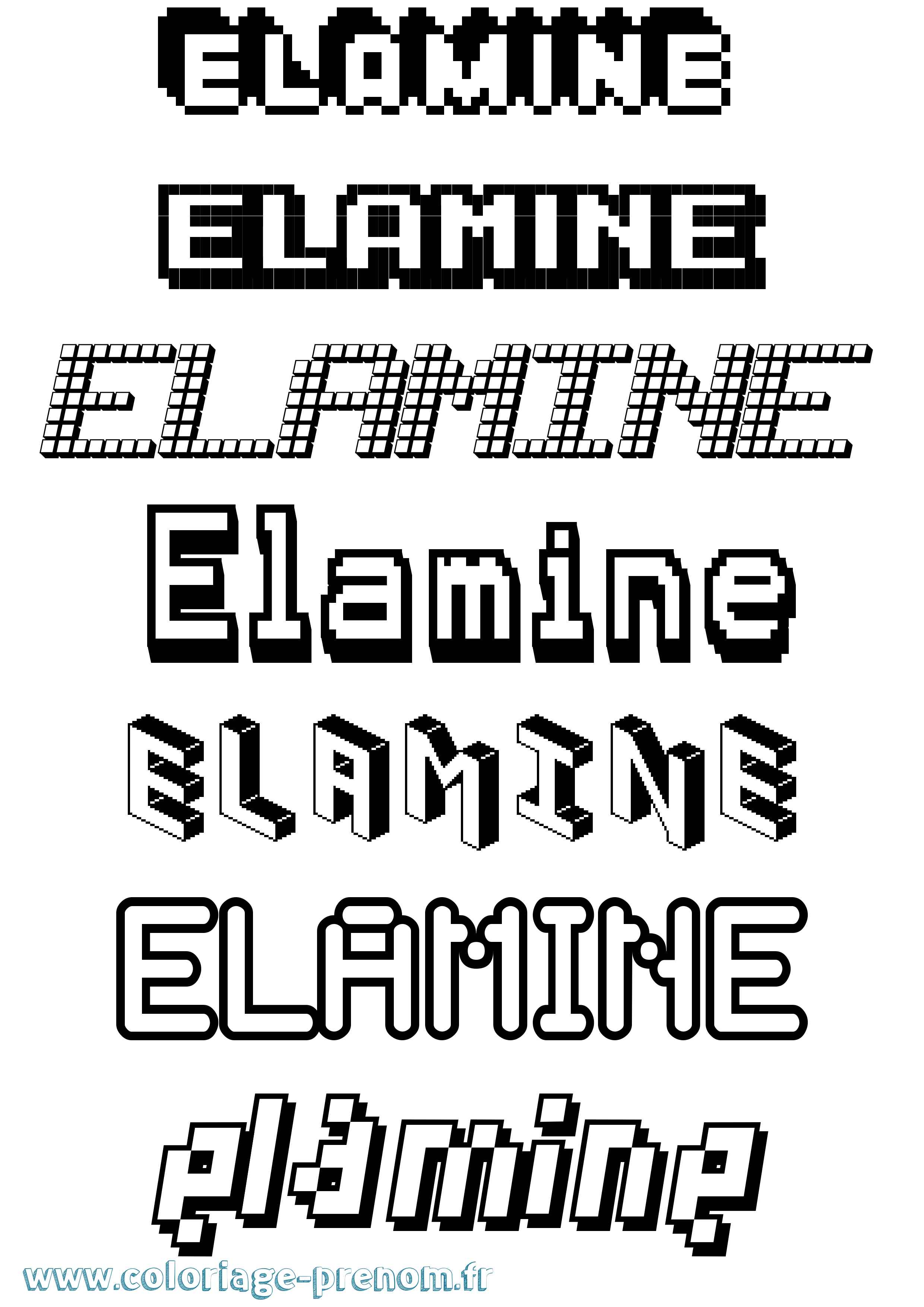 Coloriage prénom Elamine Pixel