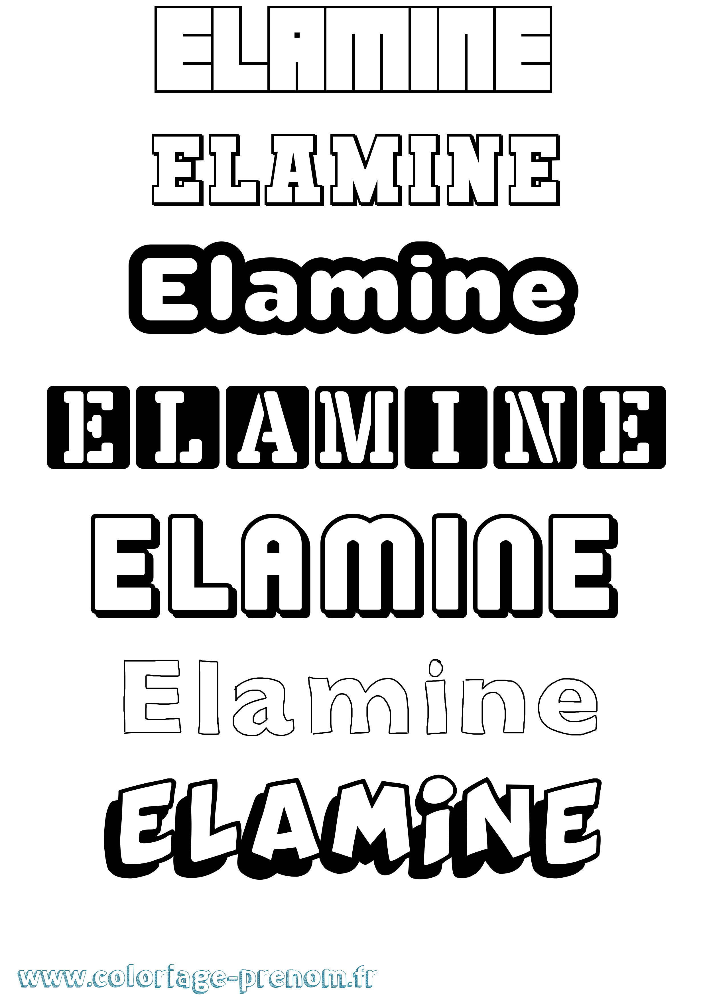 Coloriage prénom Elamine Simple